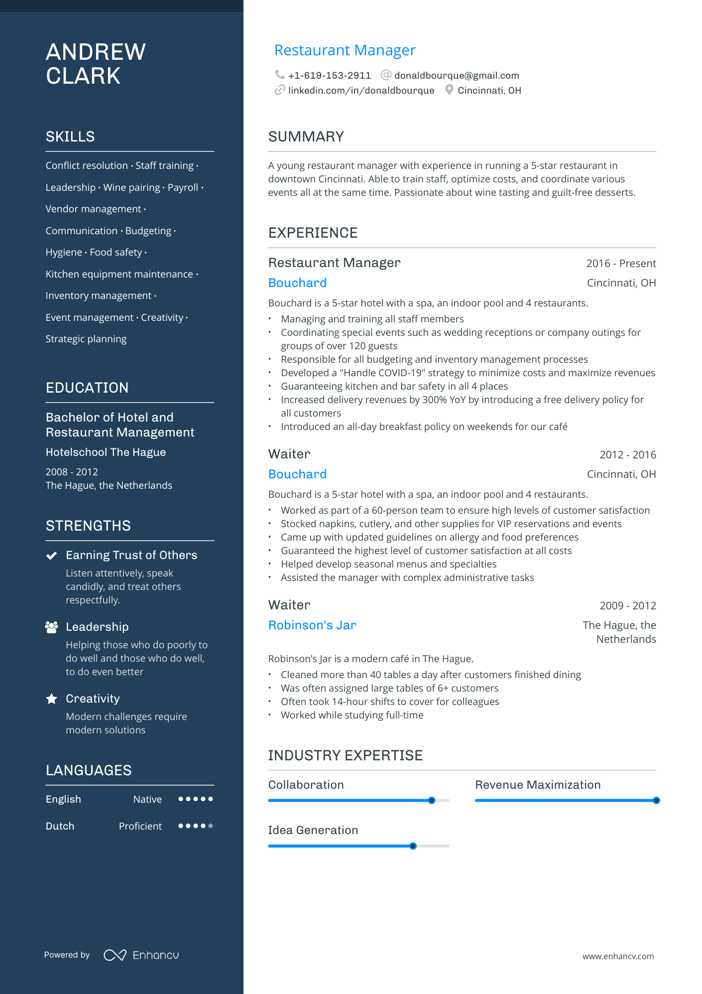 best resume format for general manager