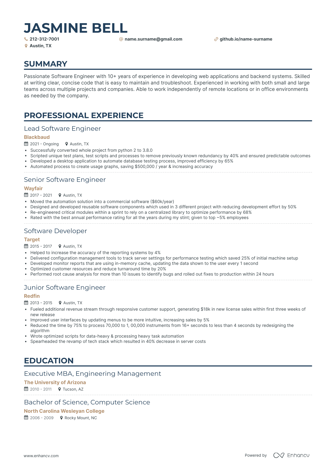 Classic Software Engineer Resume Template
