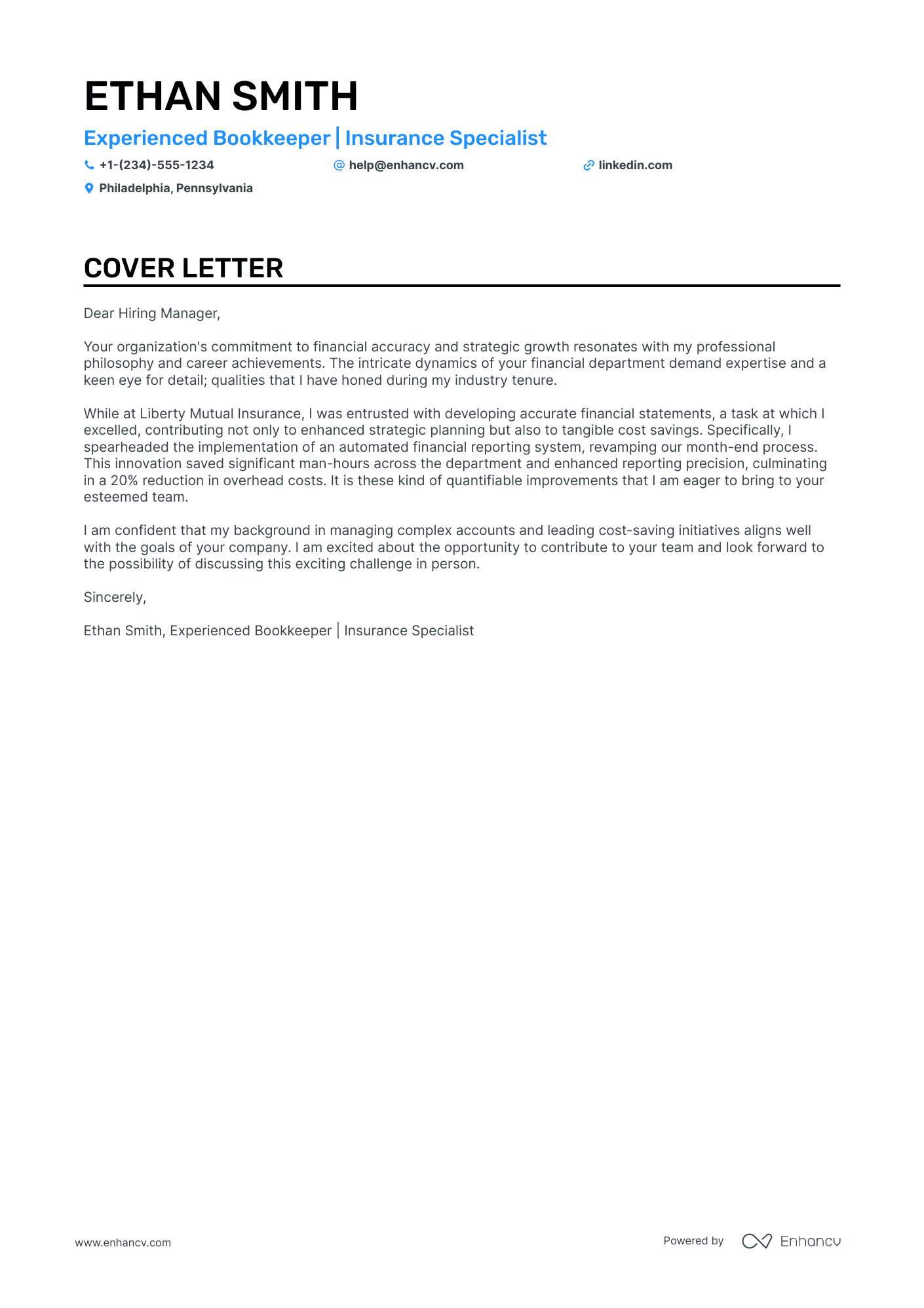 bookkeeper cover letter examples