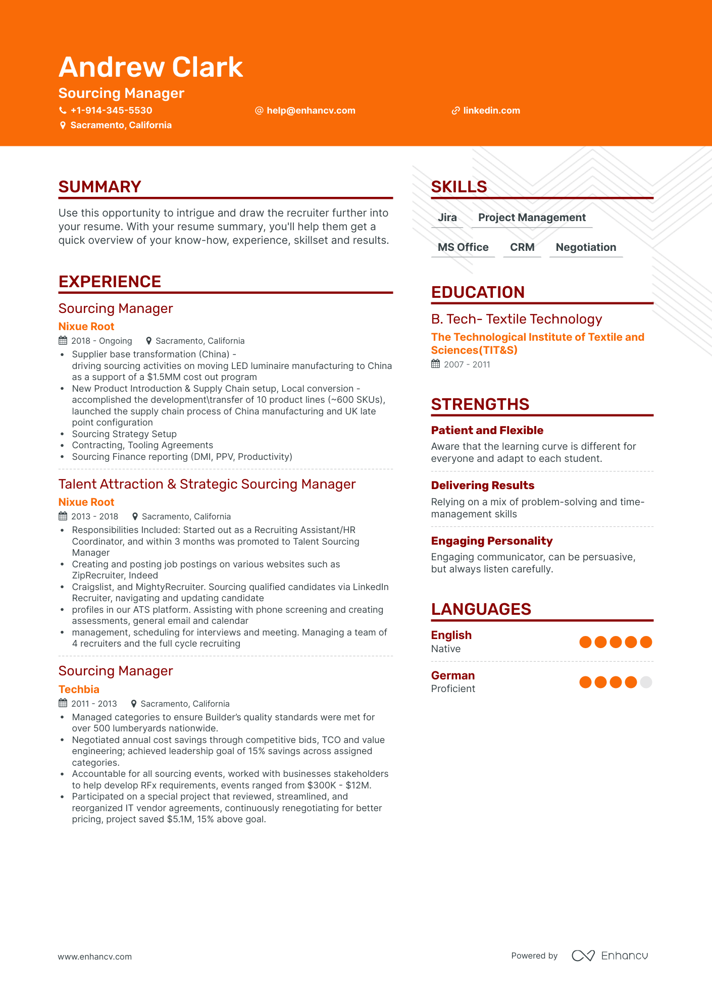 Sourcing Manager Resume Examples & Guide for 2023 (Layout, Skills ...