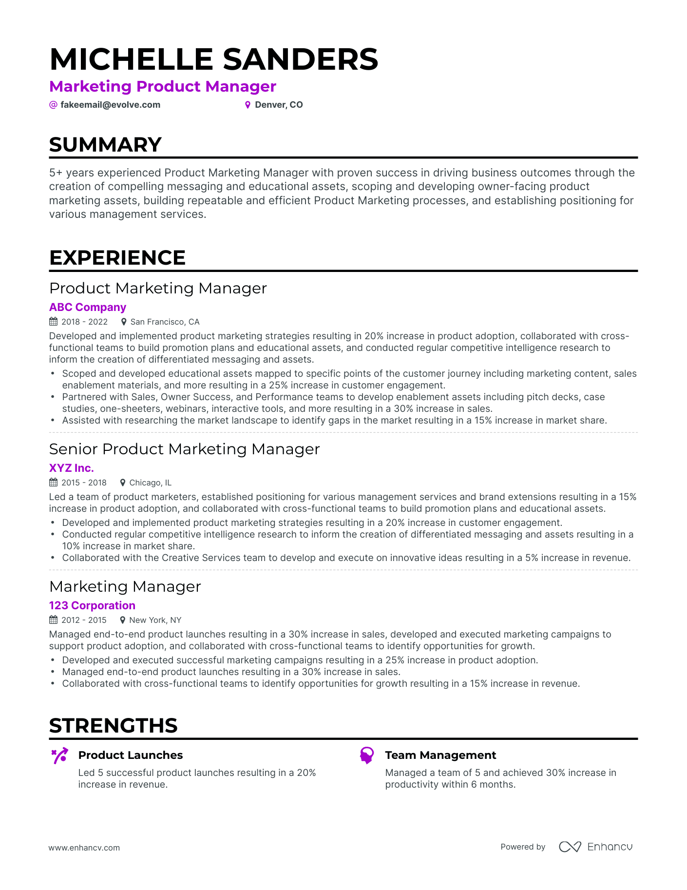 Classic Marketing Product Manager Resume Template