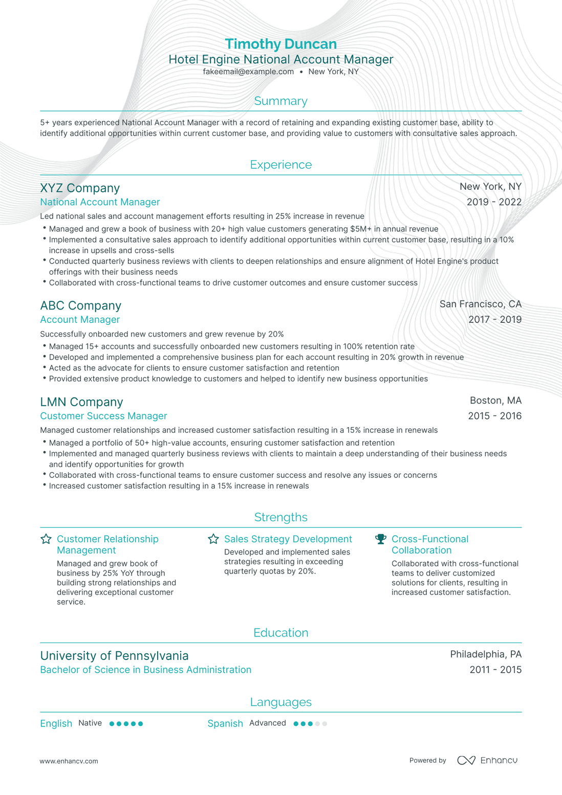 Traditional National Account Manager Resume Template