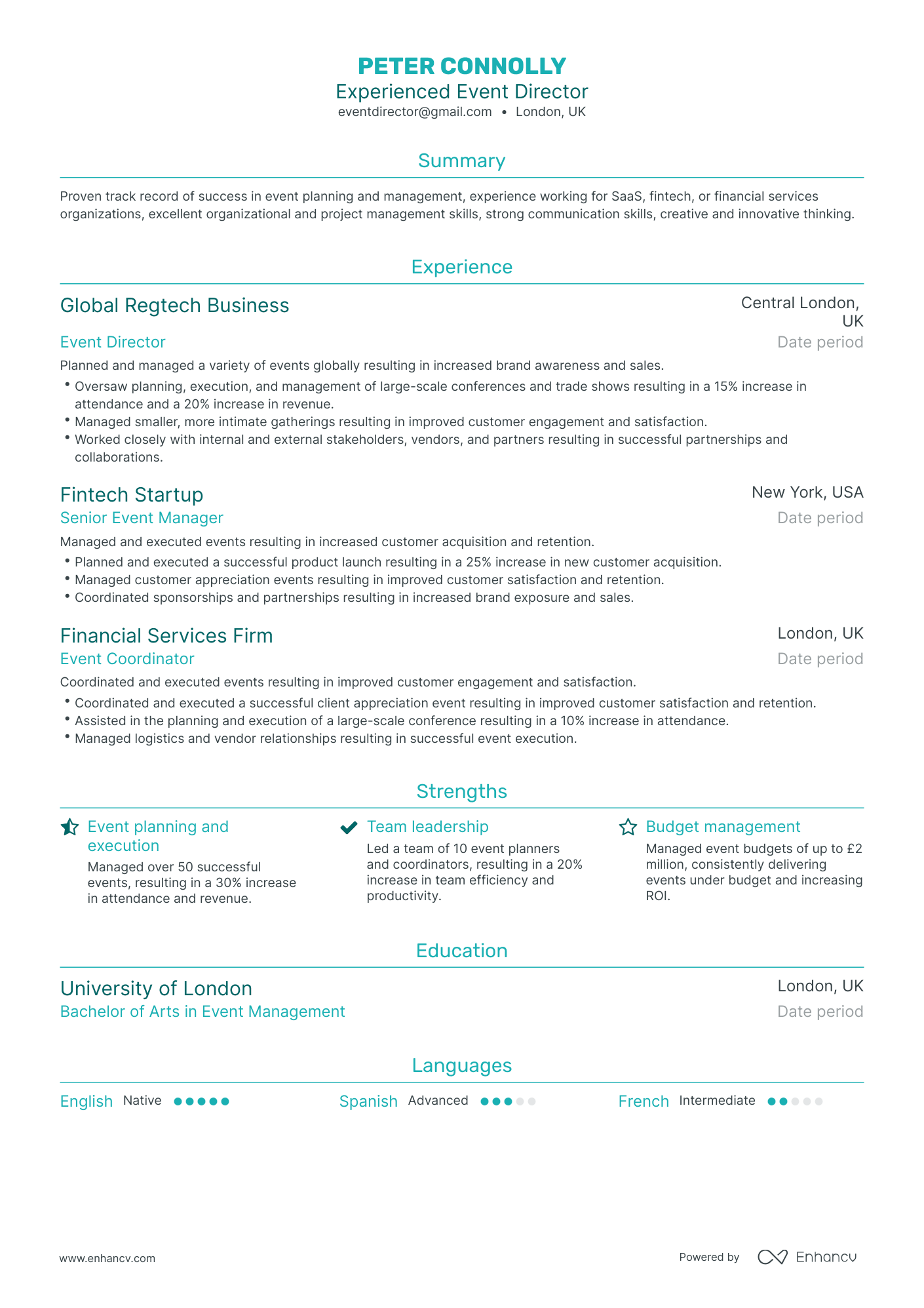 Traditional Event Director Resume Template