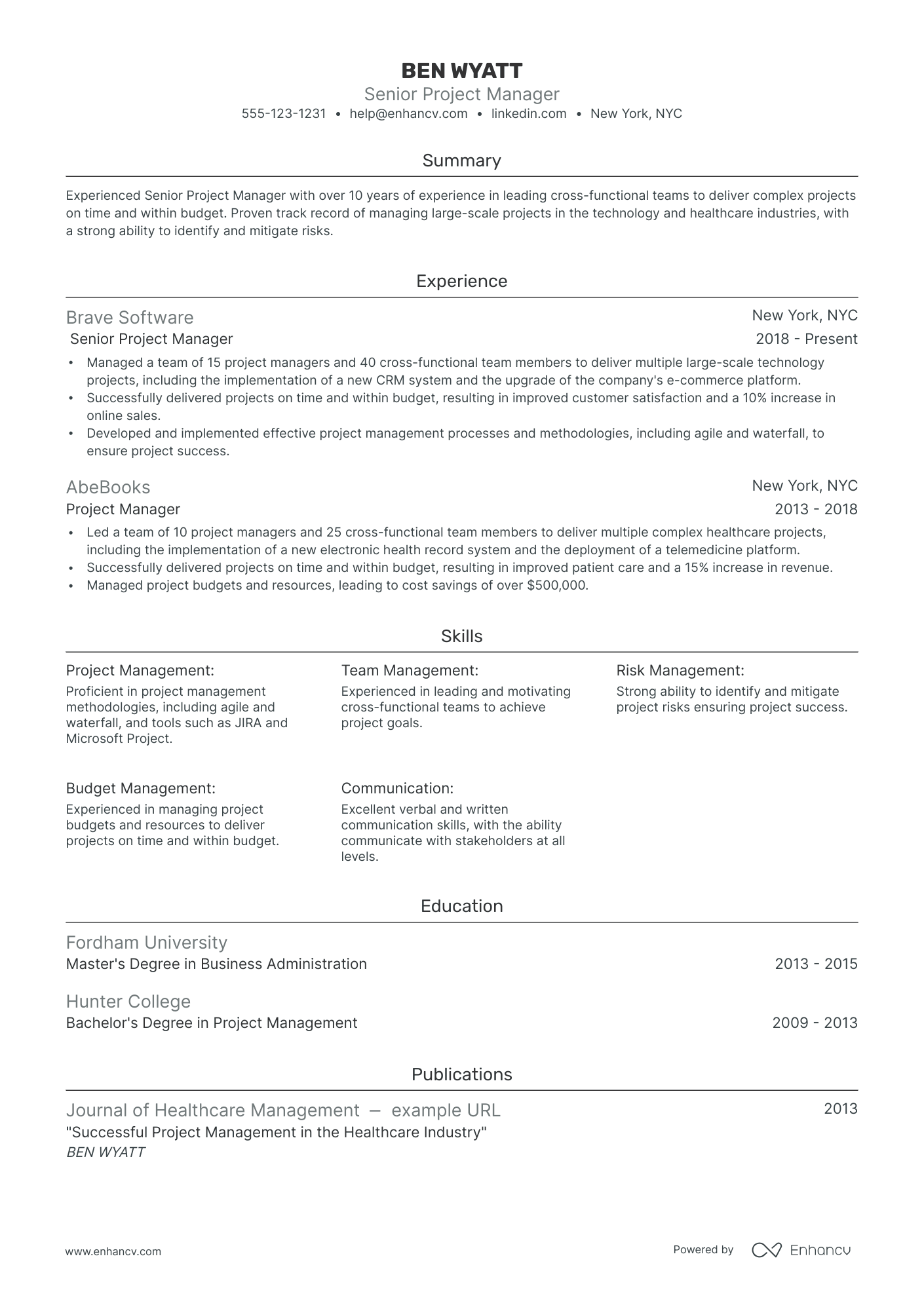 project manager jira resume