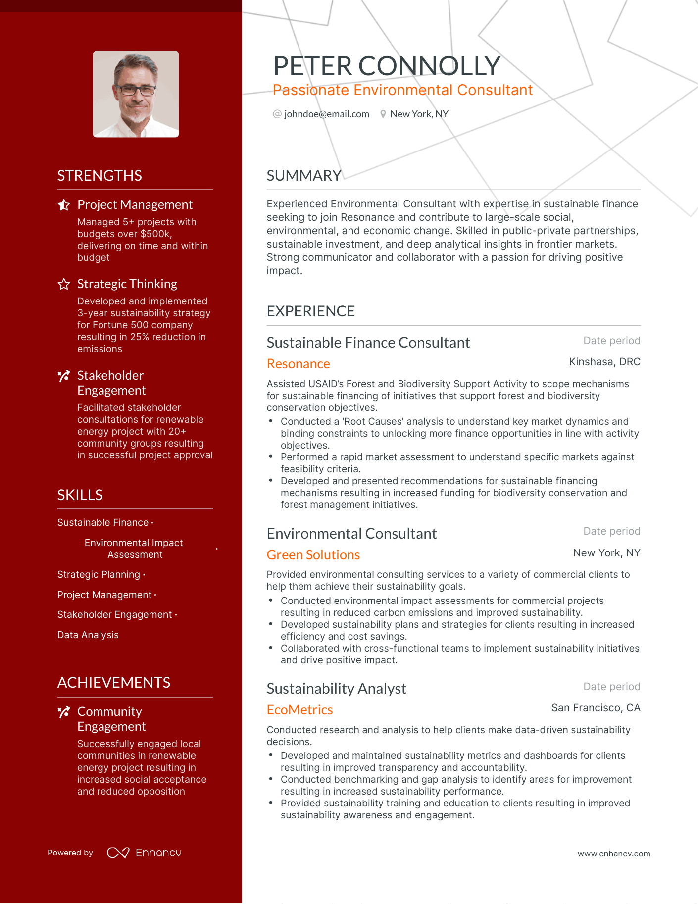 Polished Environmental Consultant Resume Template