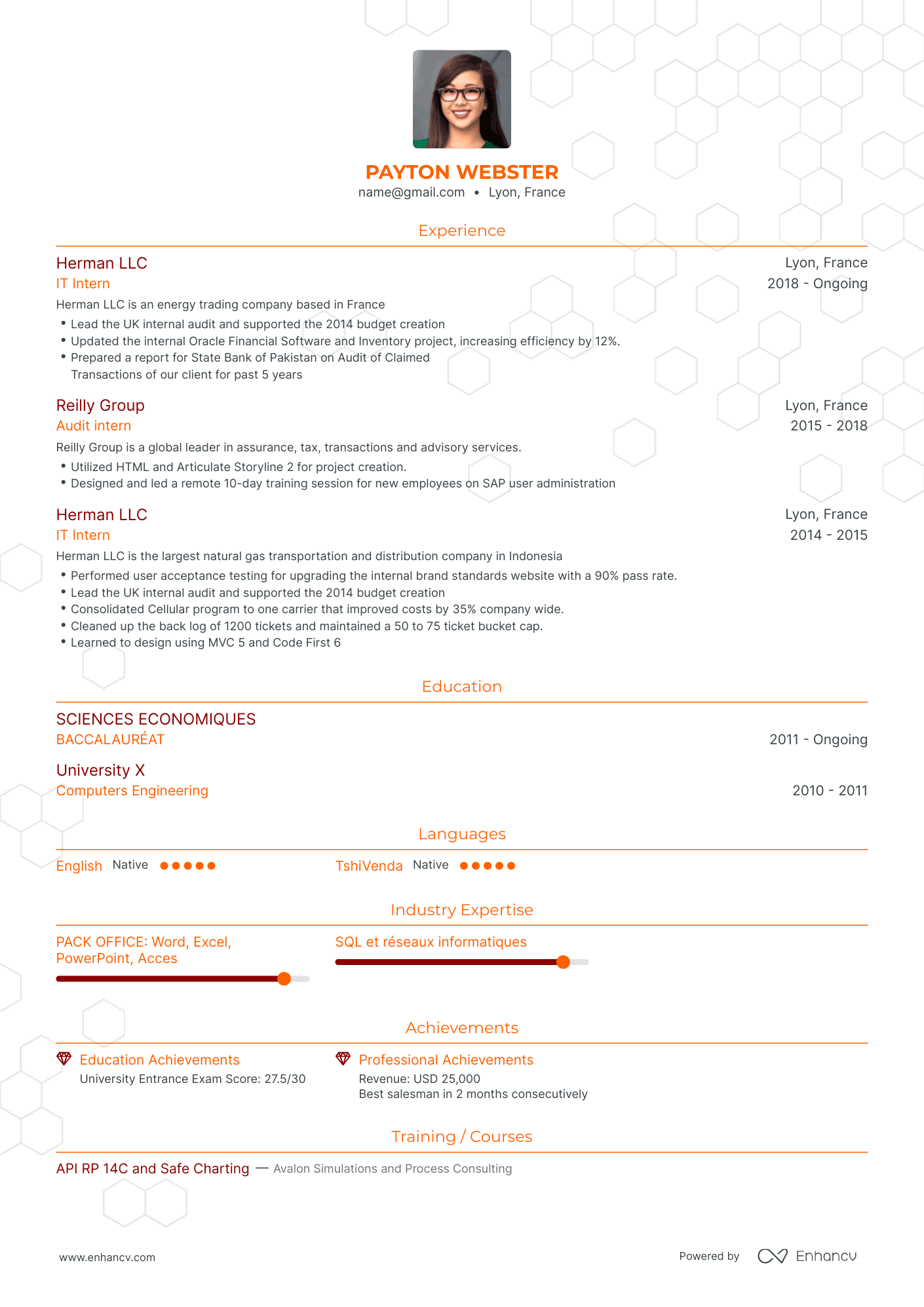 Traditional IT Intern Resume Template