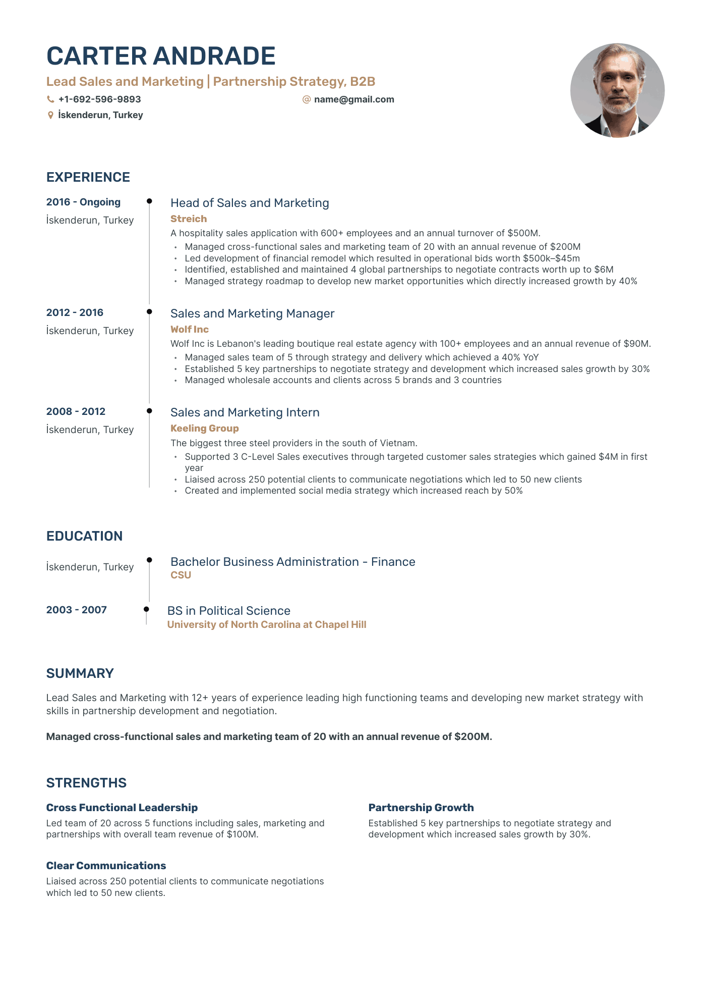 Timeline Sales and Marketing Resume Template