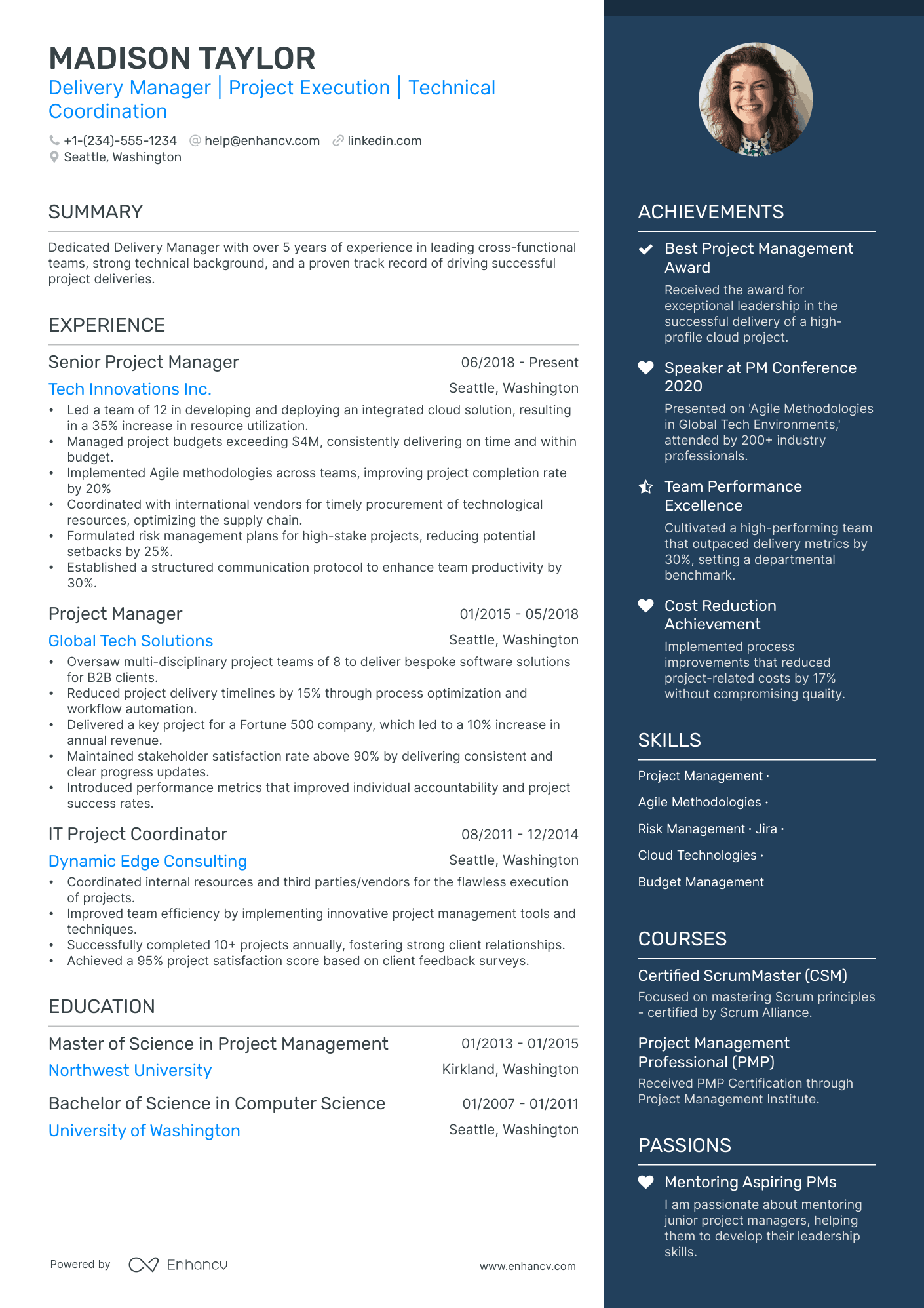 resume of it service delivery manager