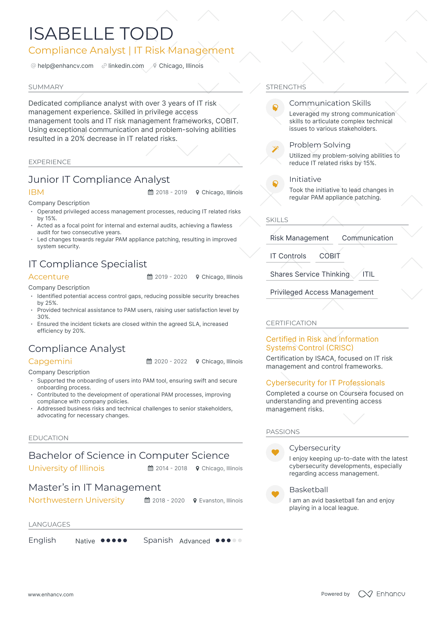 undefined Compliance Analyst Resume Template