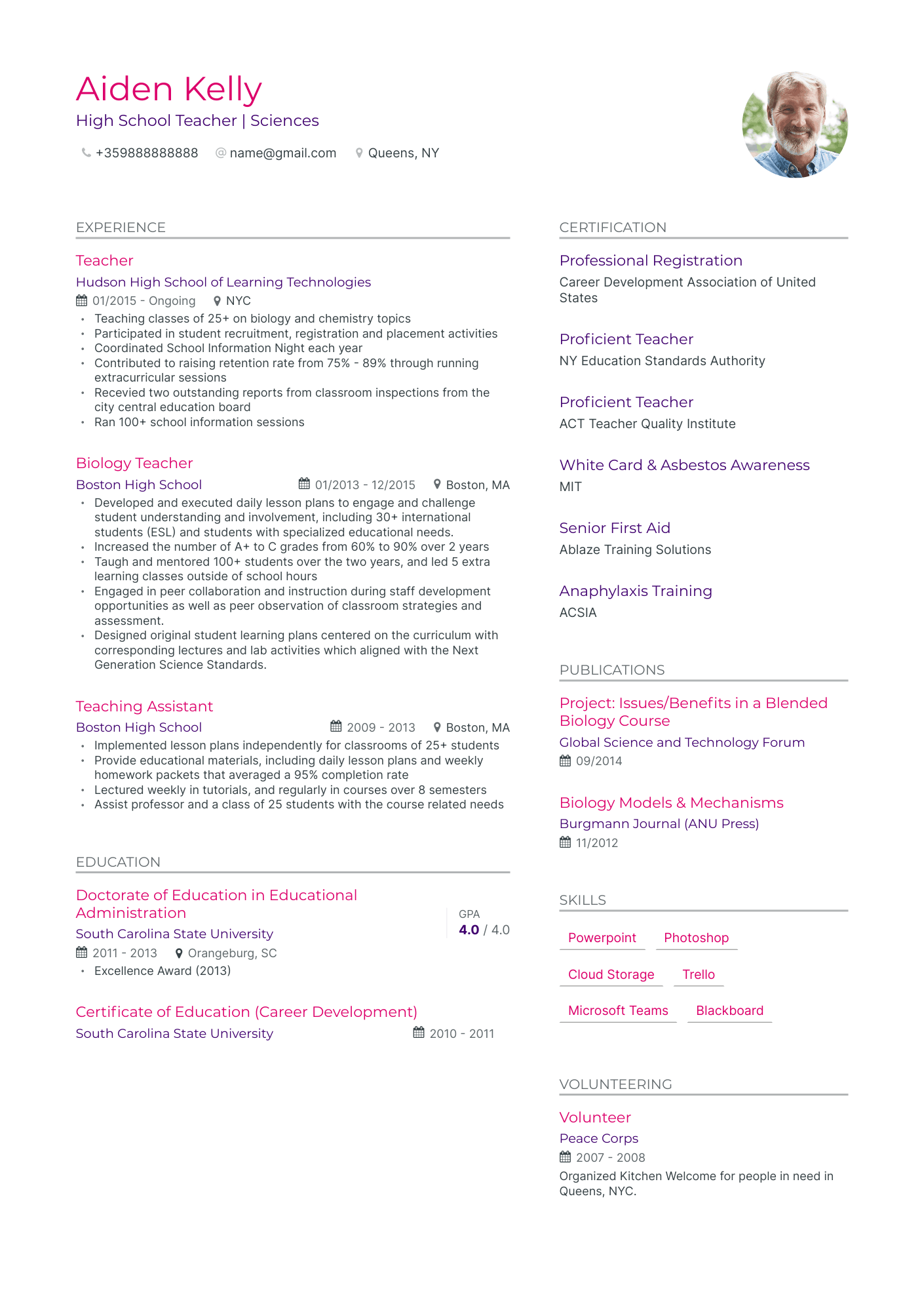 Modern Teacher Resume Template