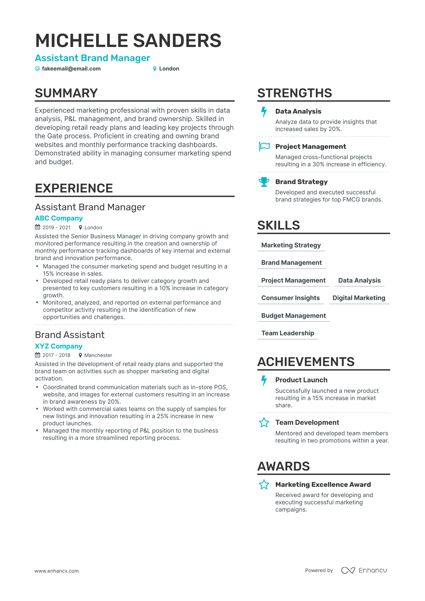 Simple Assistant Marketing Manager Resume Template
