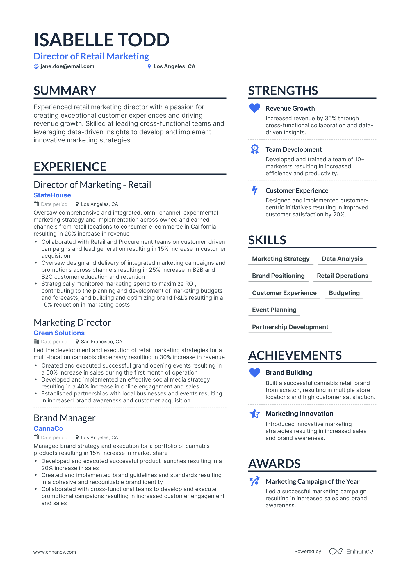 Simple Retail Director Resume Template
