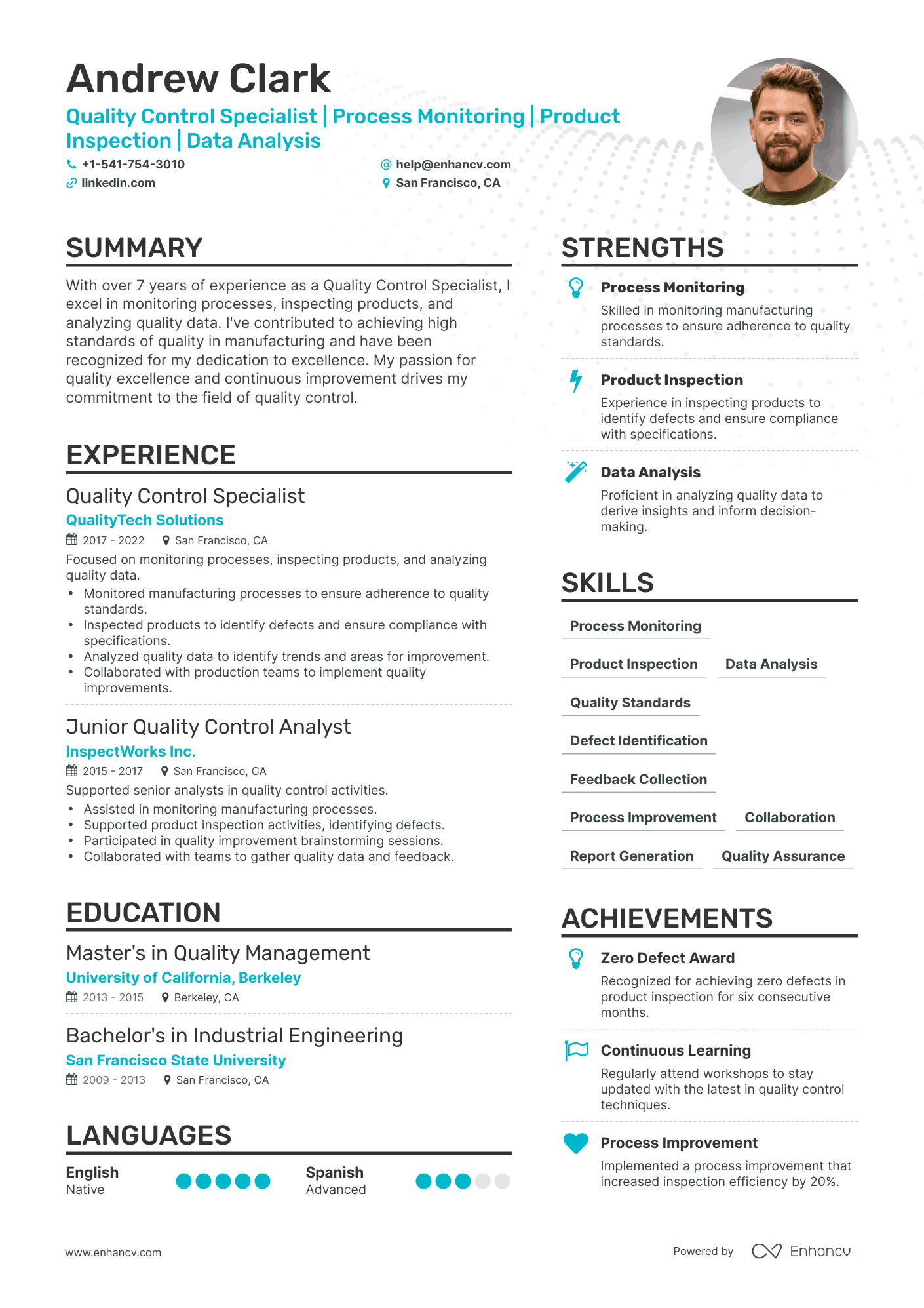 Simple Quality Control Resume Template