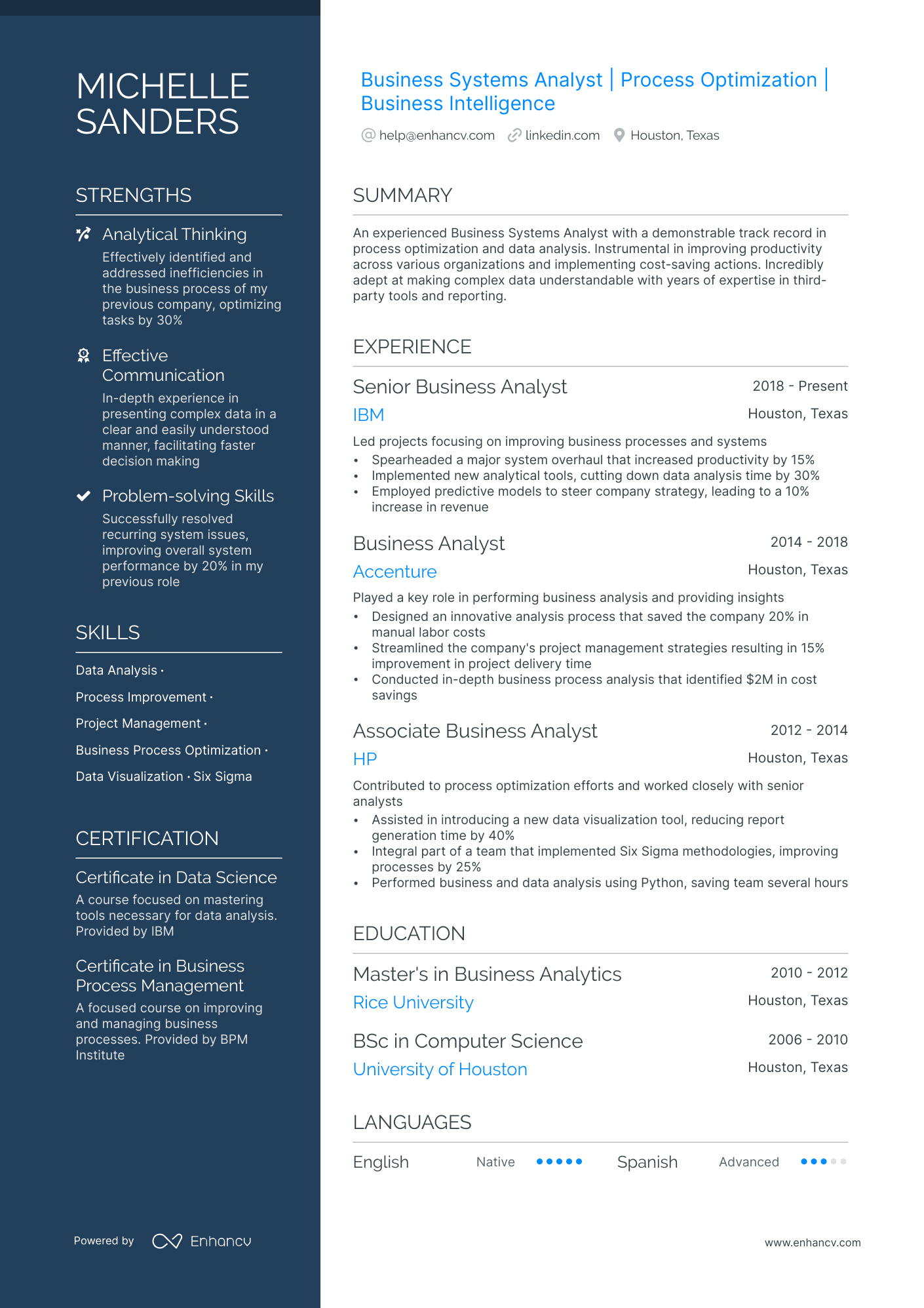 business analyst resume sample pdf