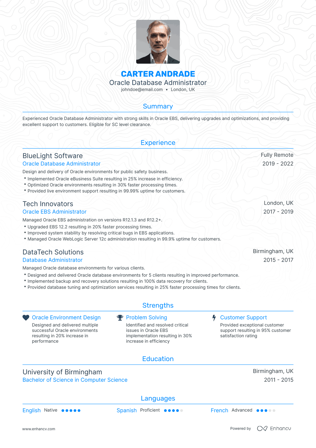 Traditional Oracle Database Administrator Resume Template