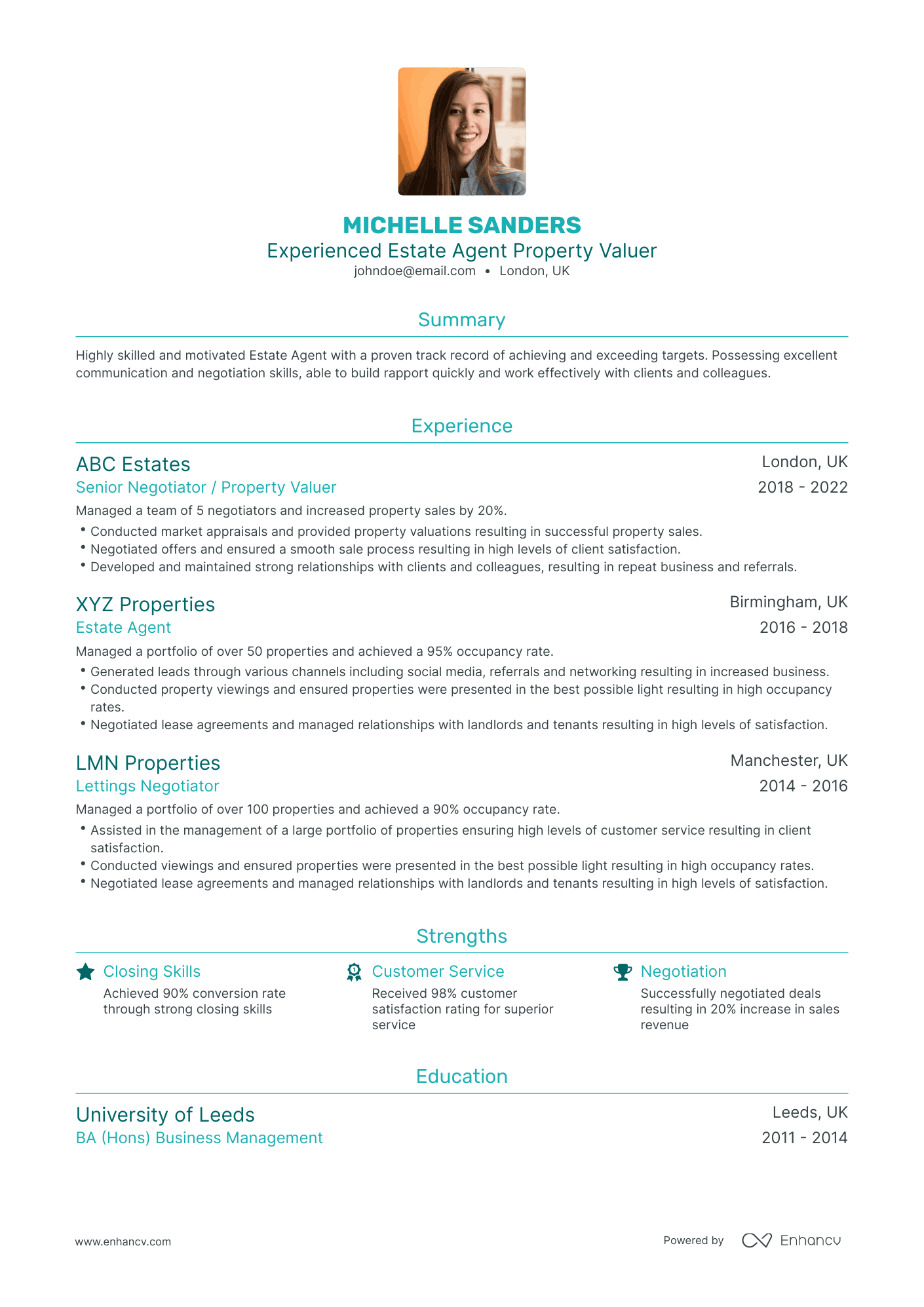 Traditional Estate Agent Resume Template