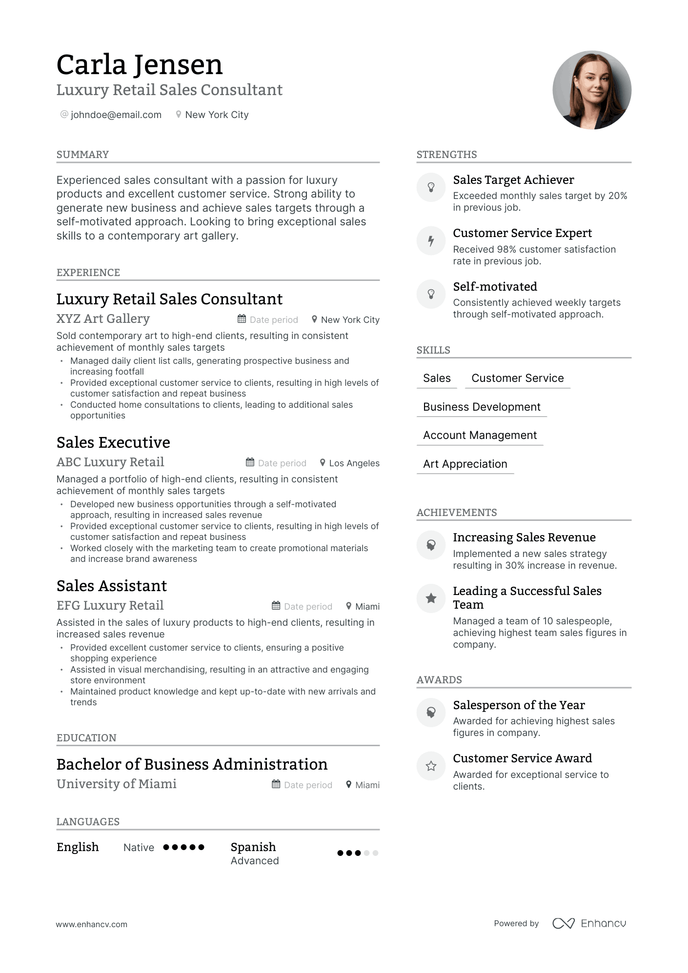 Modern Retail Sales Consultant Resume Template
