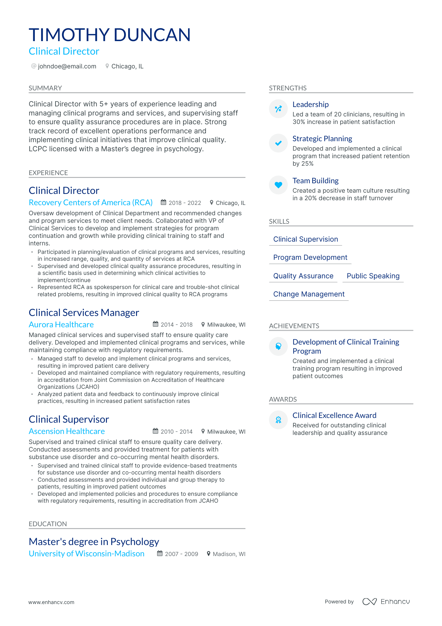 Modern Clinical Director Resume Template