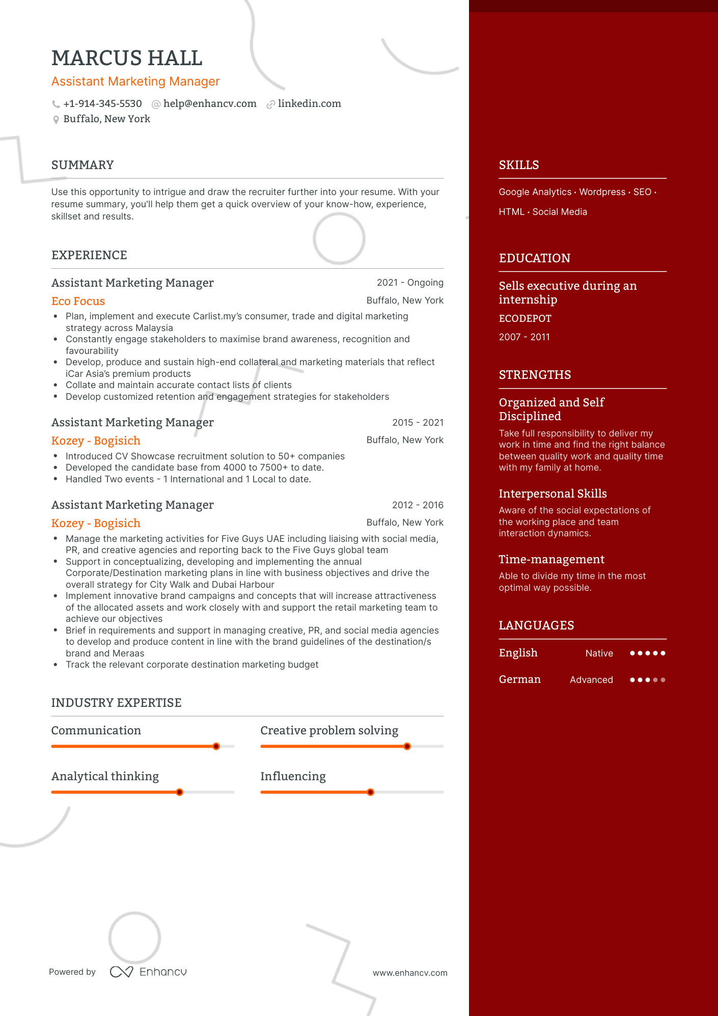 Assistant Marketing Manager Resume Examples & Guide for 2023 (Layout ...