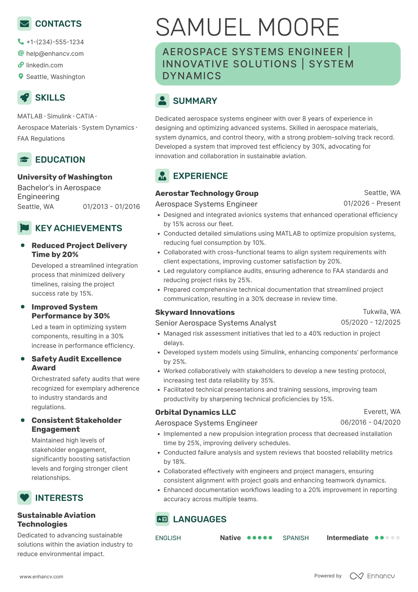 A resume example of a Aerospace Systems Engineer