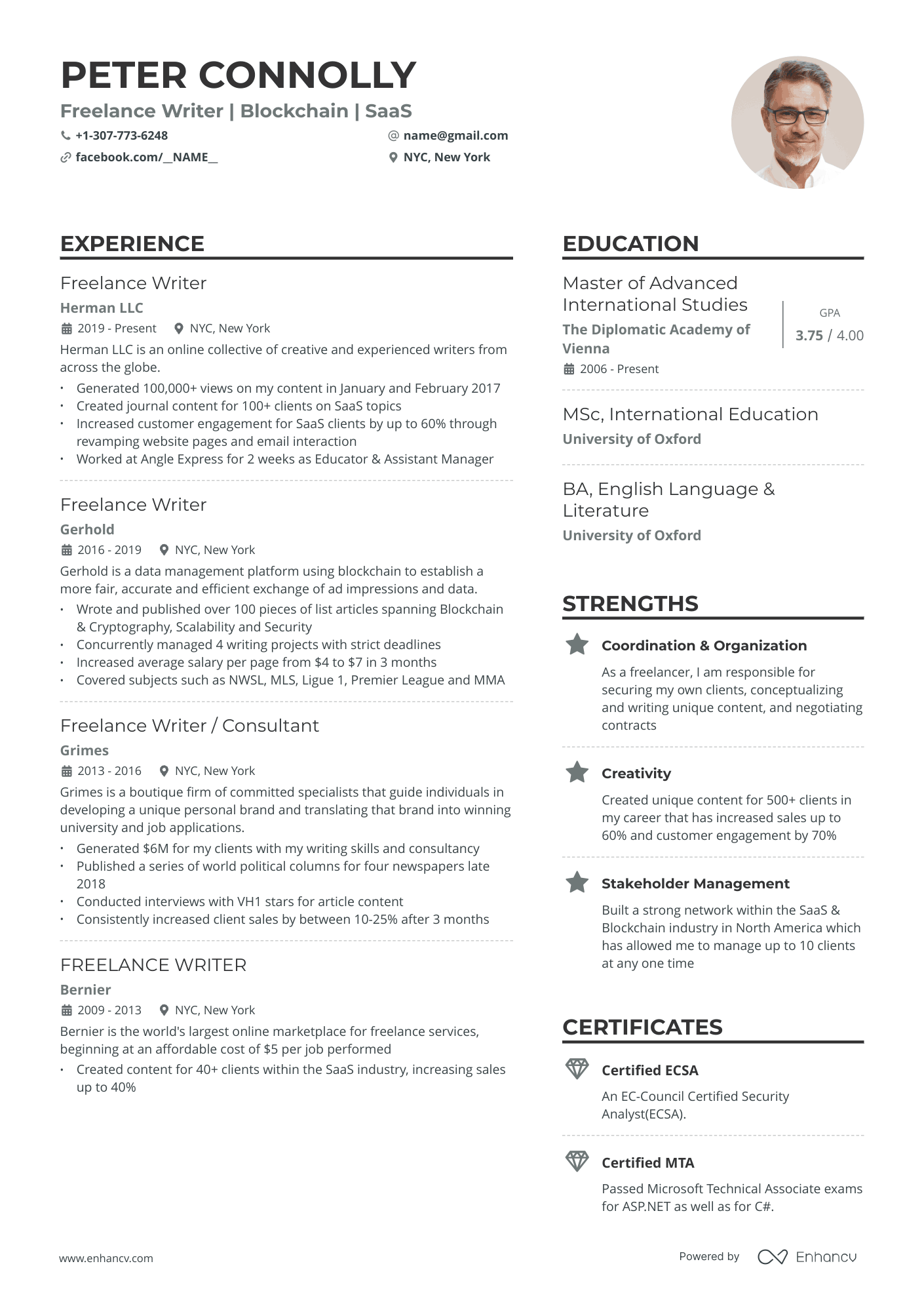 freelance writer job description for resume