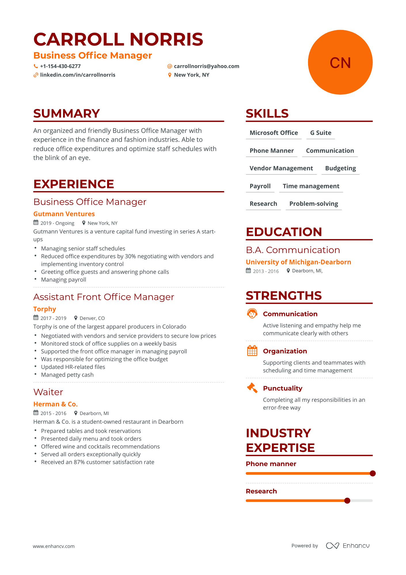 Simple Business Office Manager Resume Template