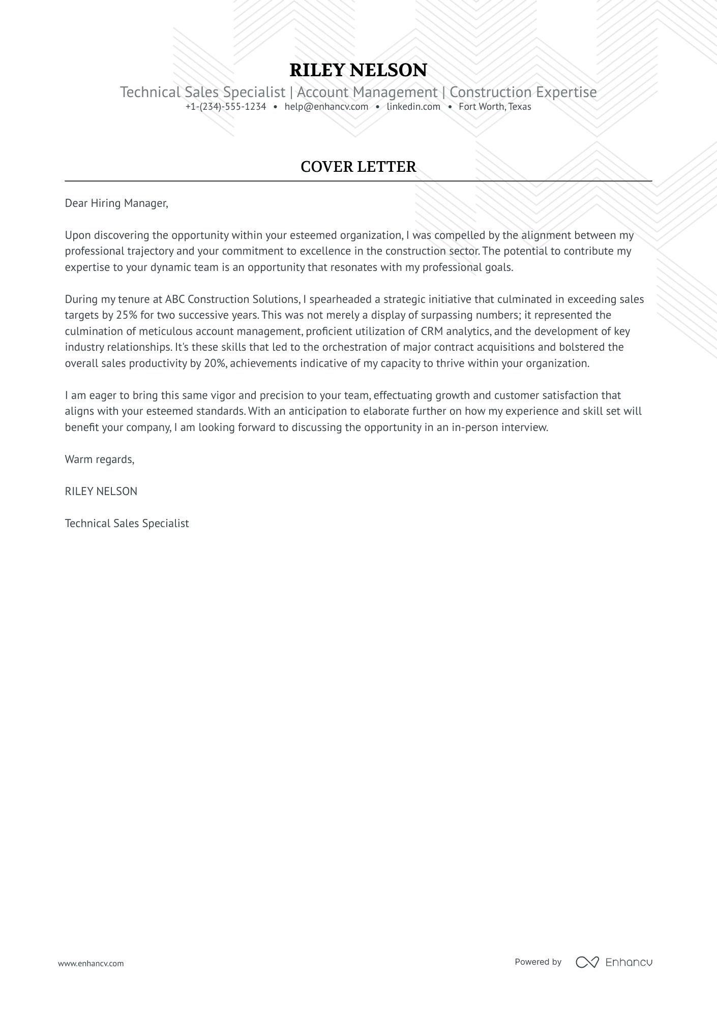 cover letter sample for sales manager role