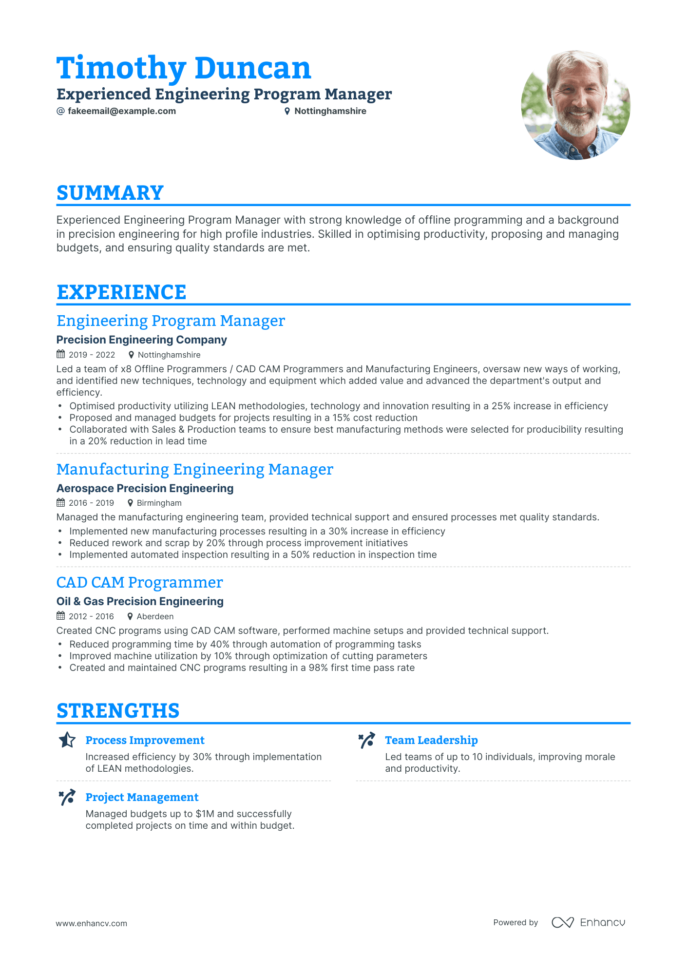 Classic Engineering Program Manager Resume Template