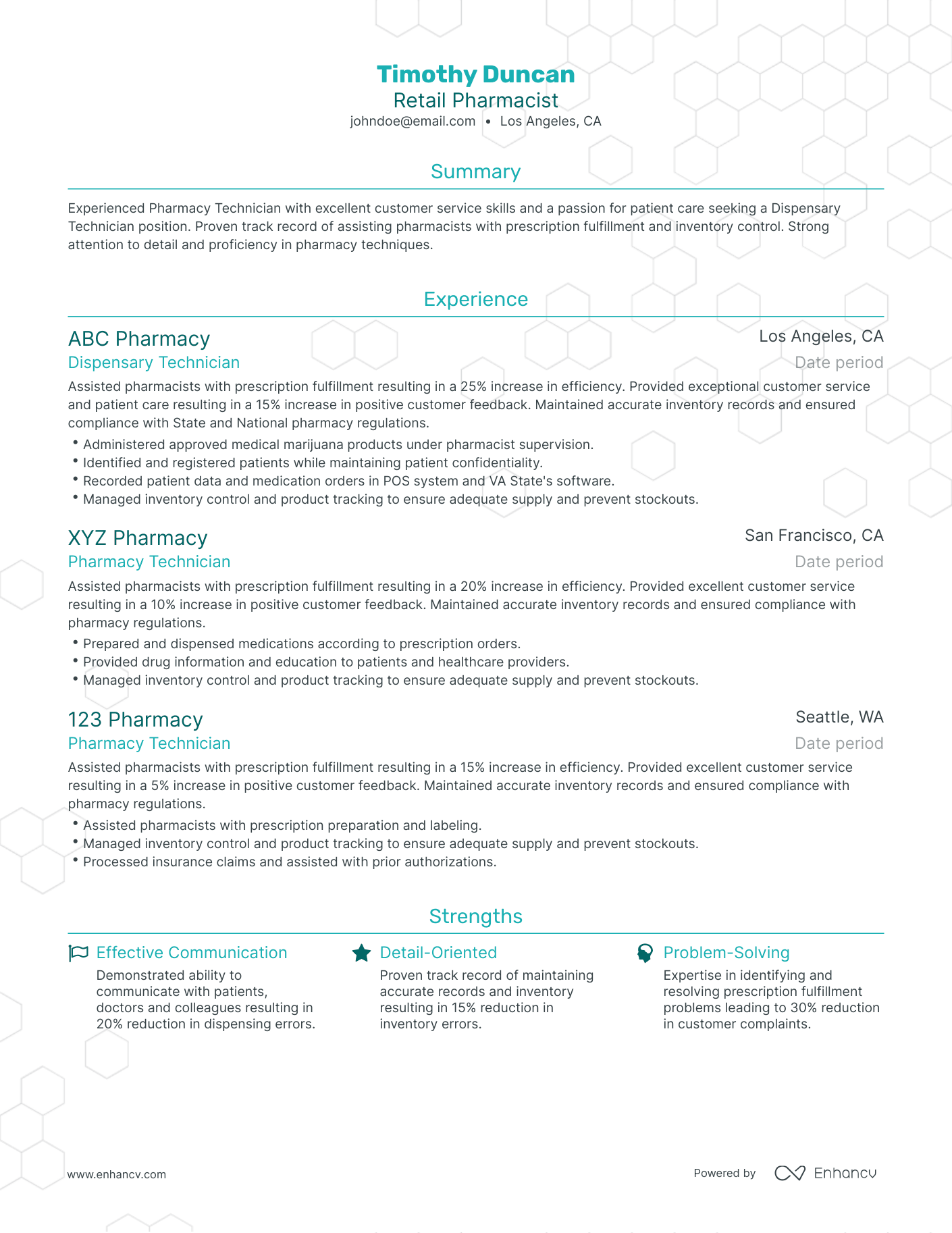 Traditional Retail Pharmacist Resume Template