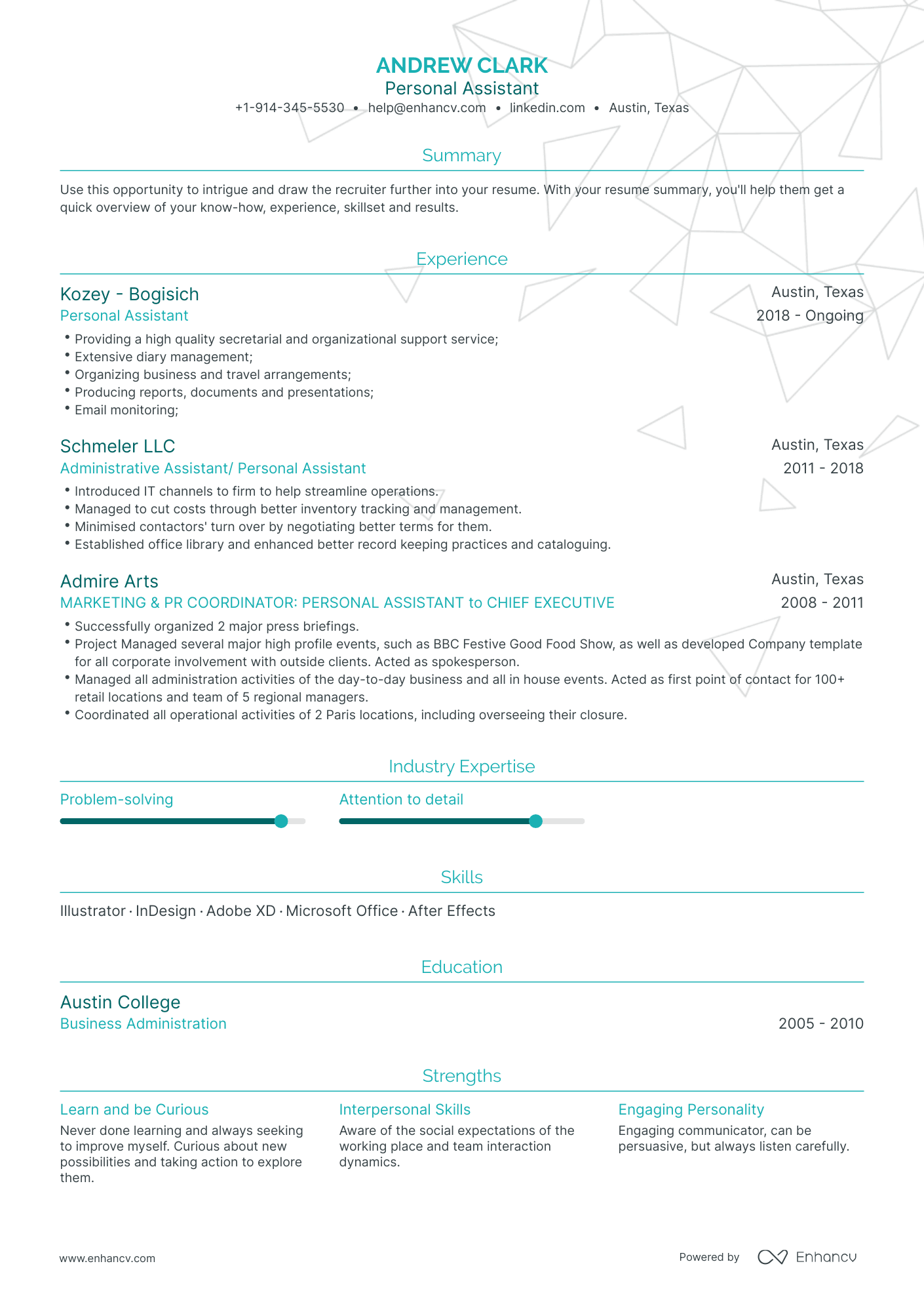 Traditional Personal Assistant Resume Template