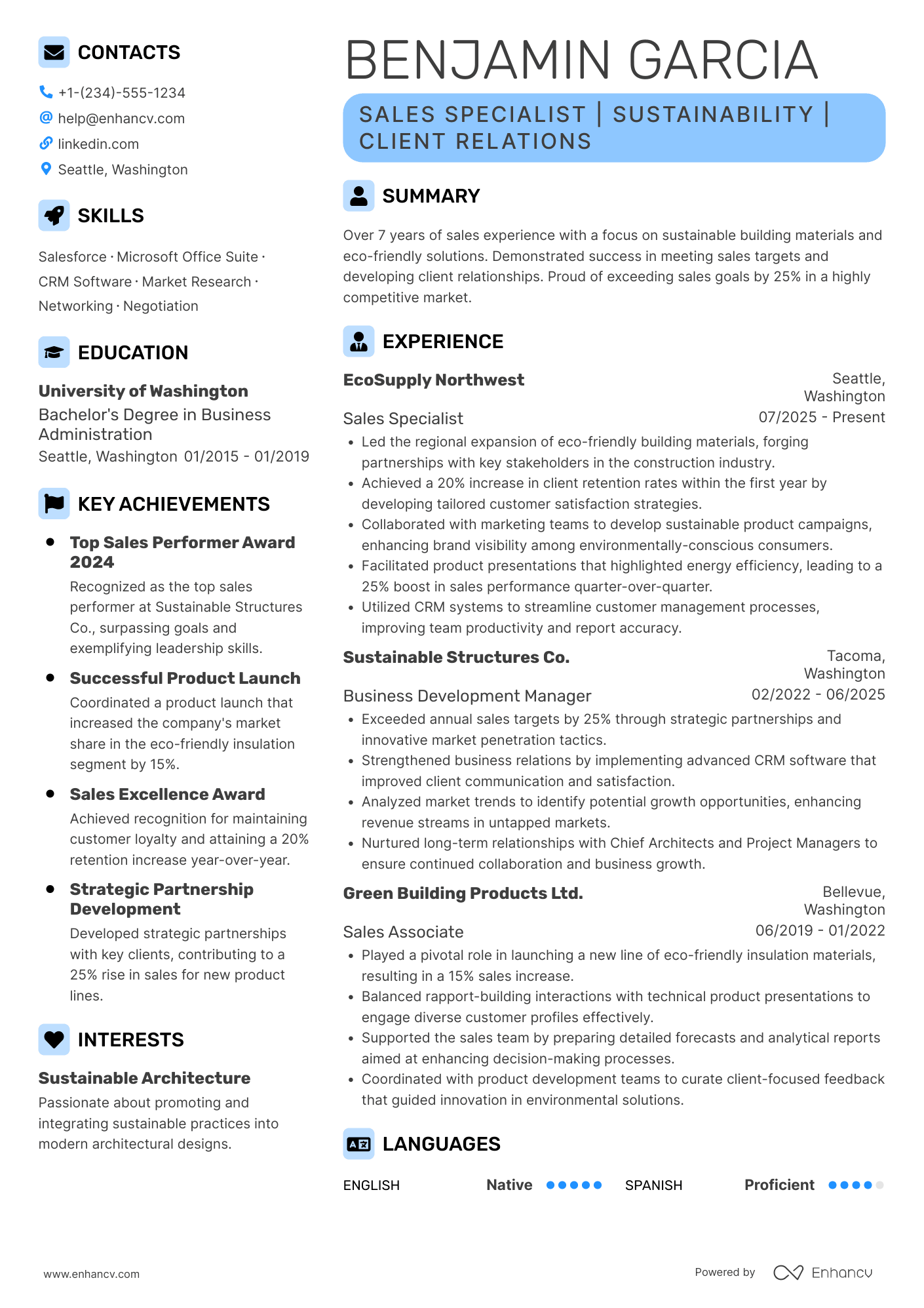 A resume example of a Sales Specialist