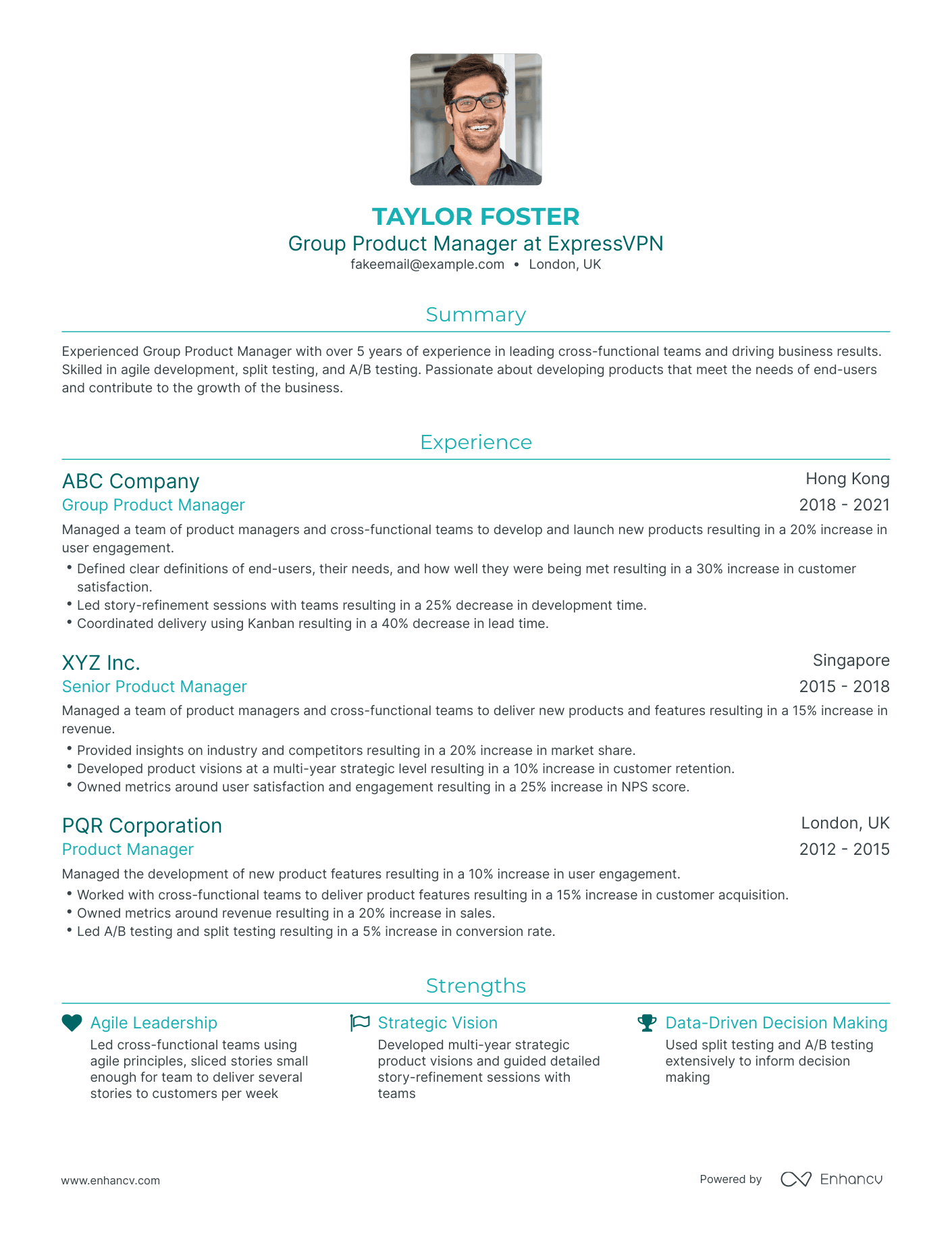 Traditional Group Product Manager Resume Template