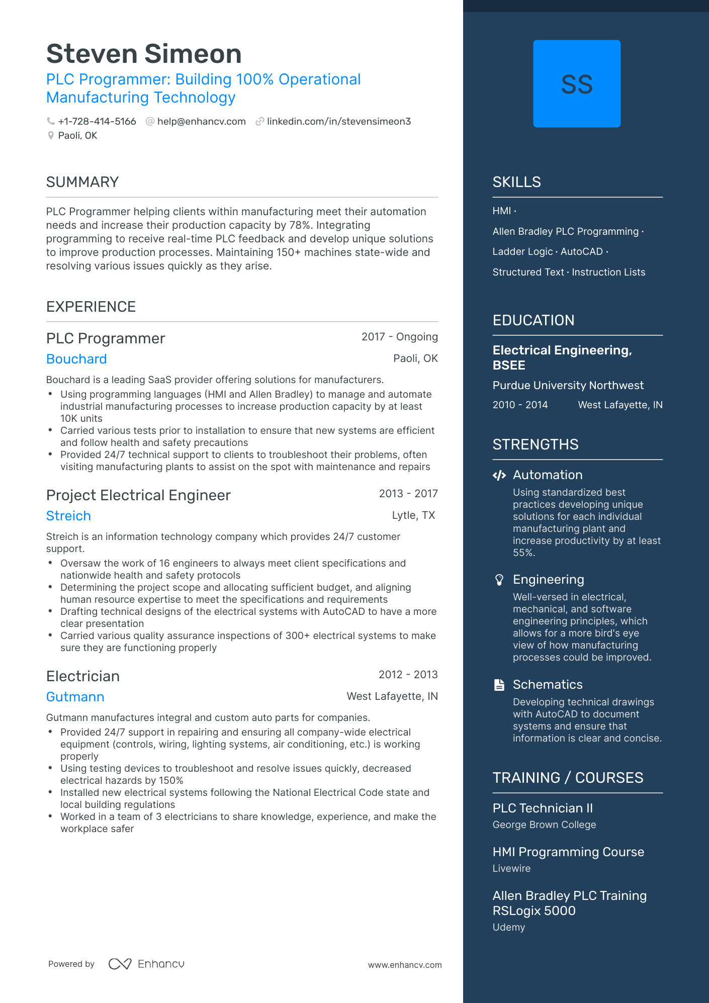 One Page PLC Programmer Resume Template