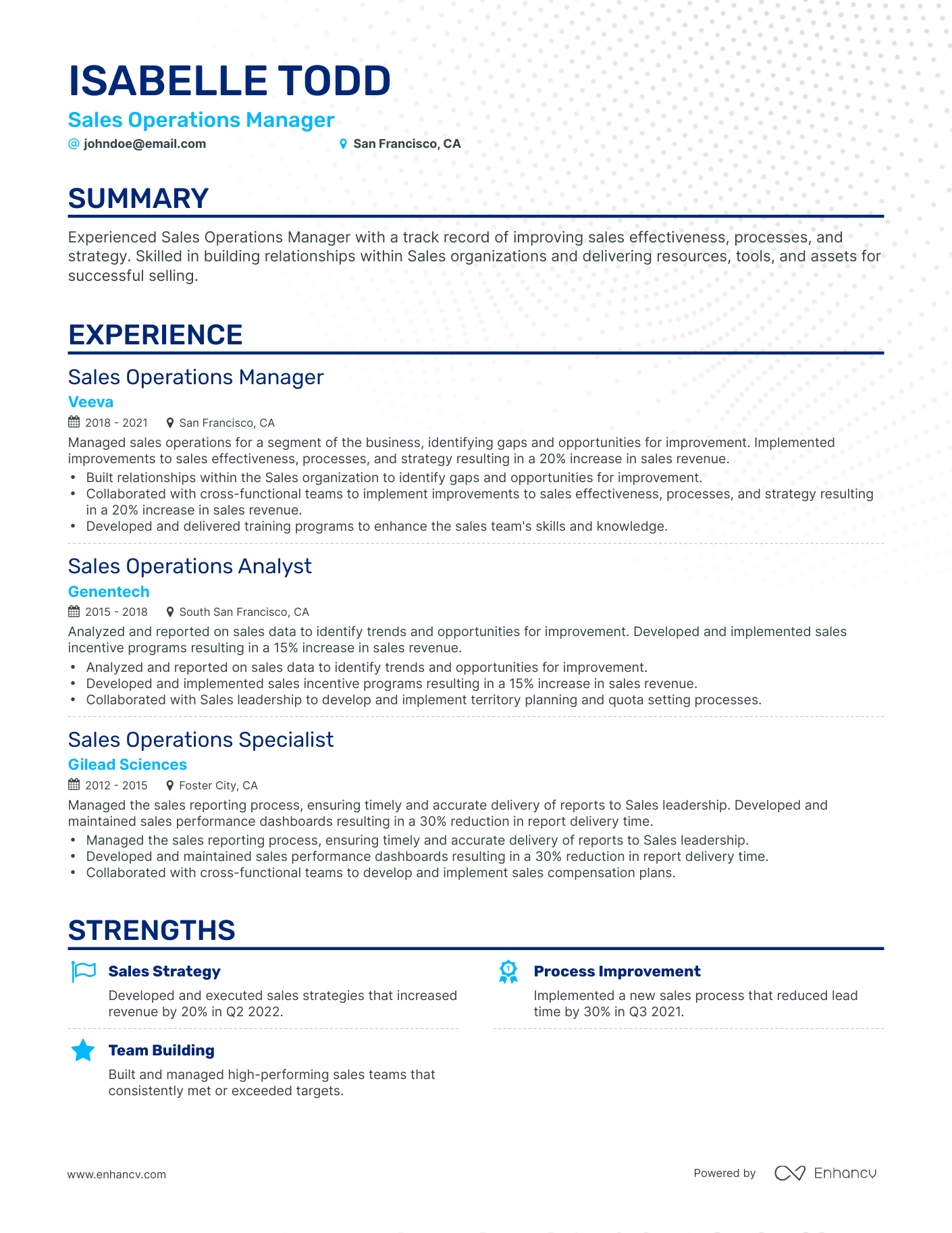 Classic Sales Operations Manager Resume Template