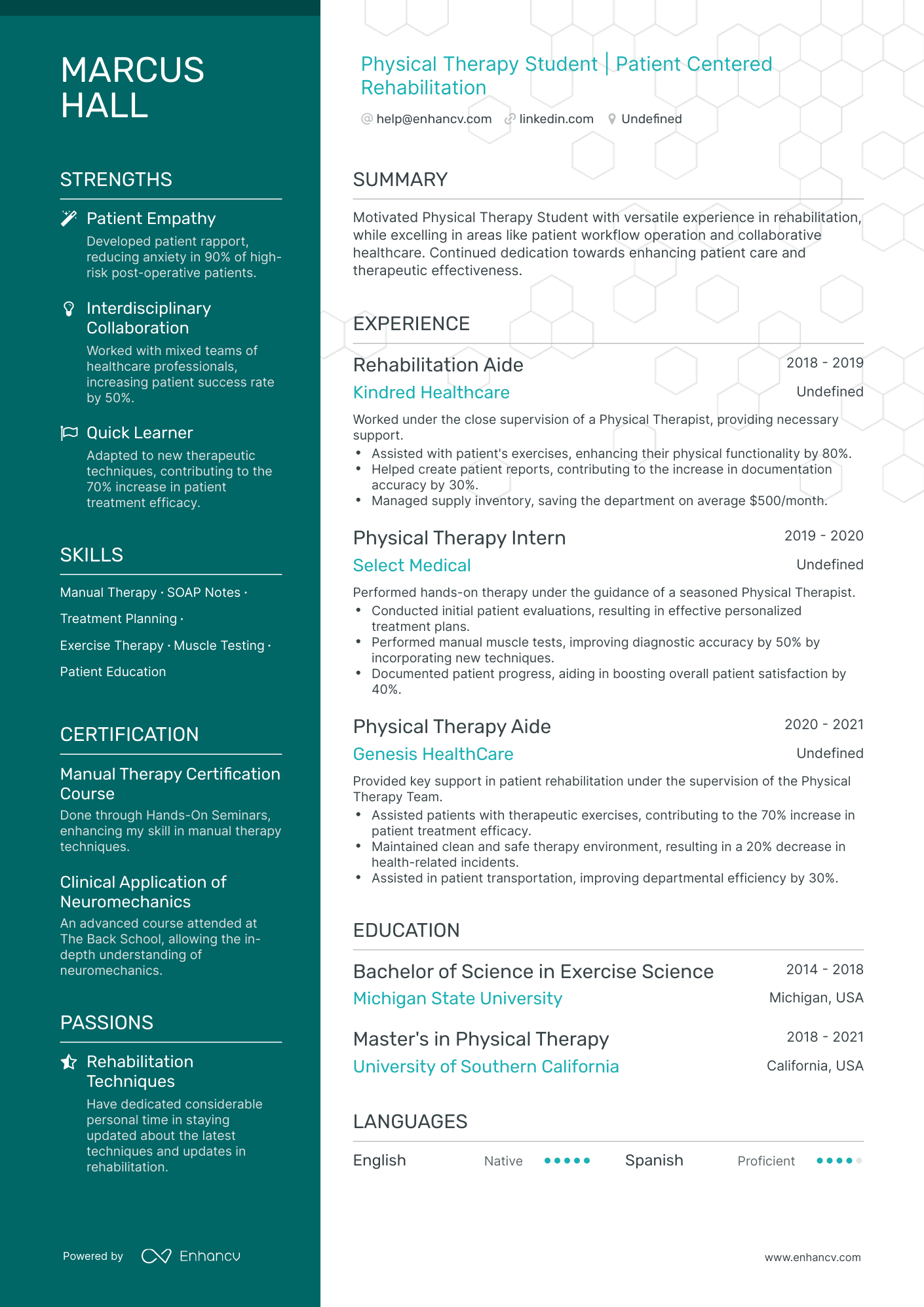 undefined Physical Therapy Student Resume Template