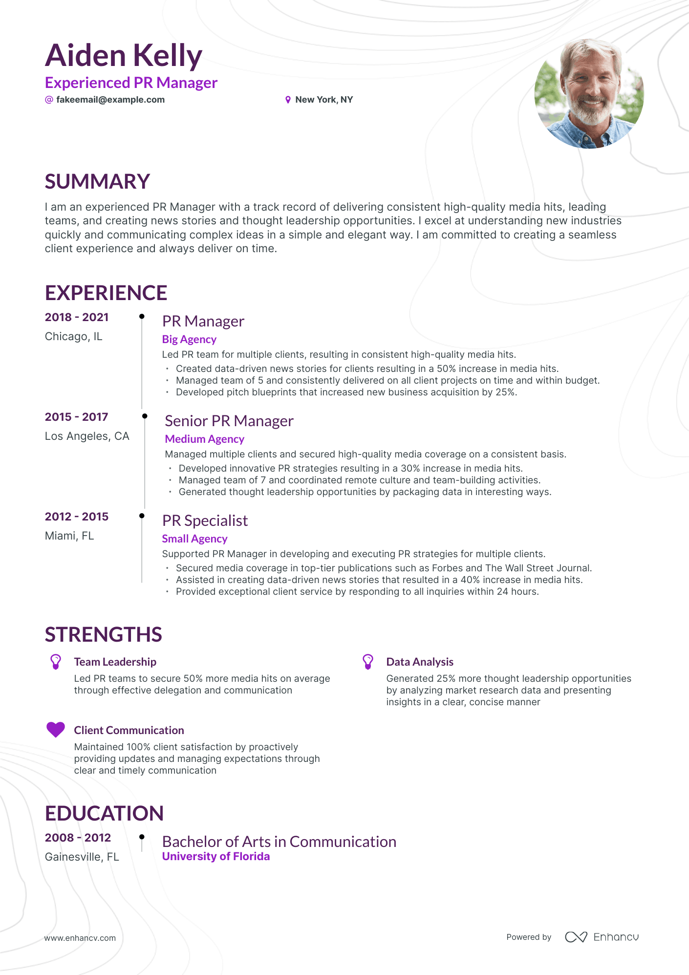 Timeline Public Relations Manager Resume Template