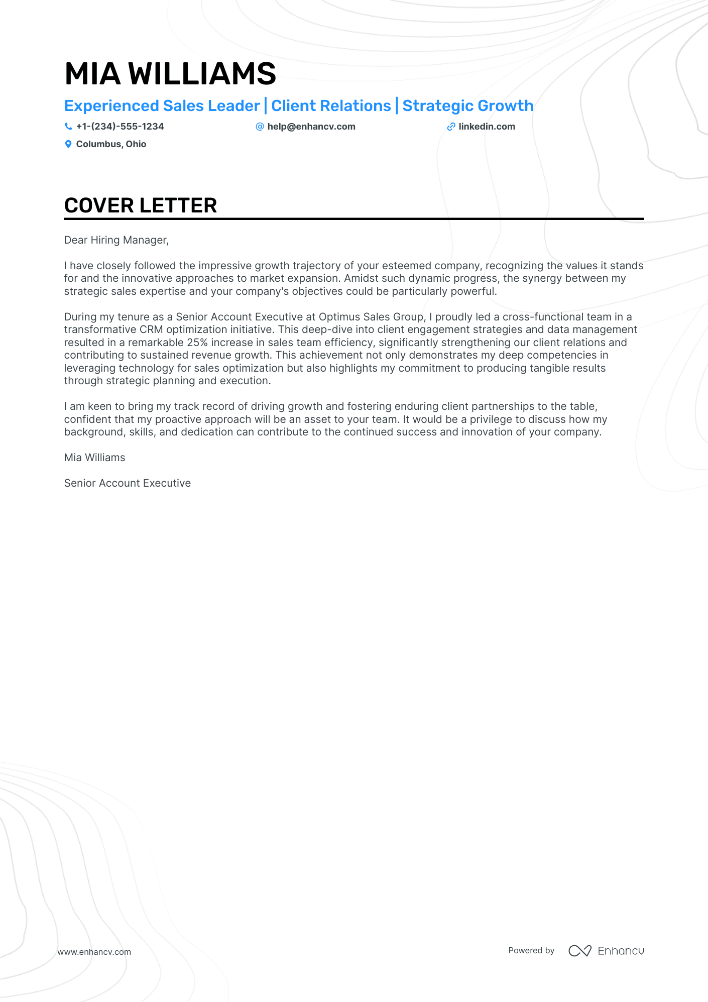 cover letter of account manager