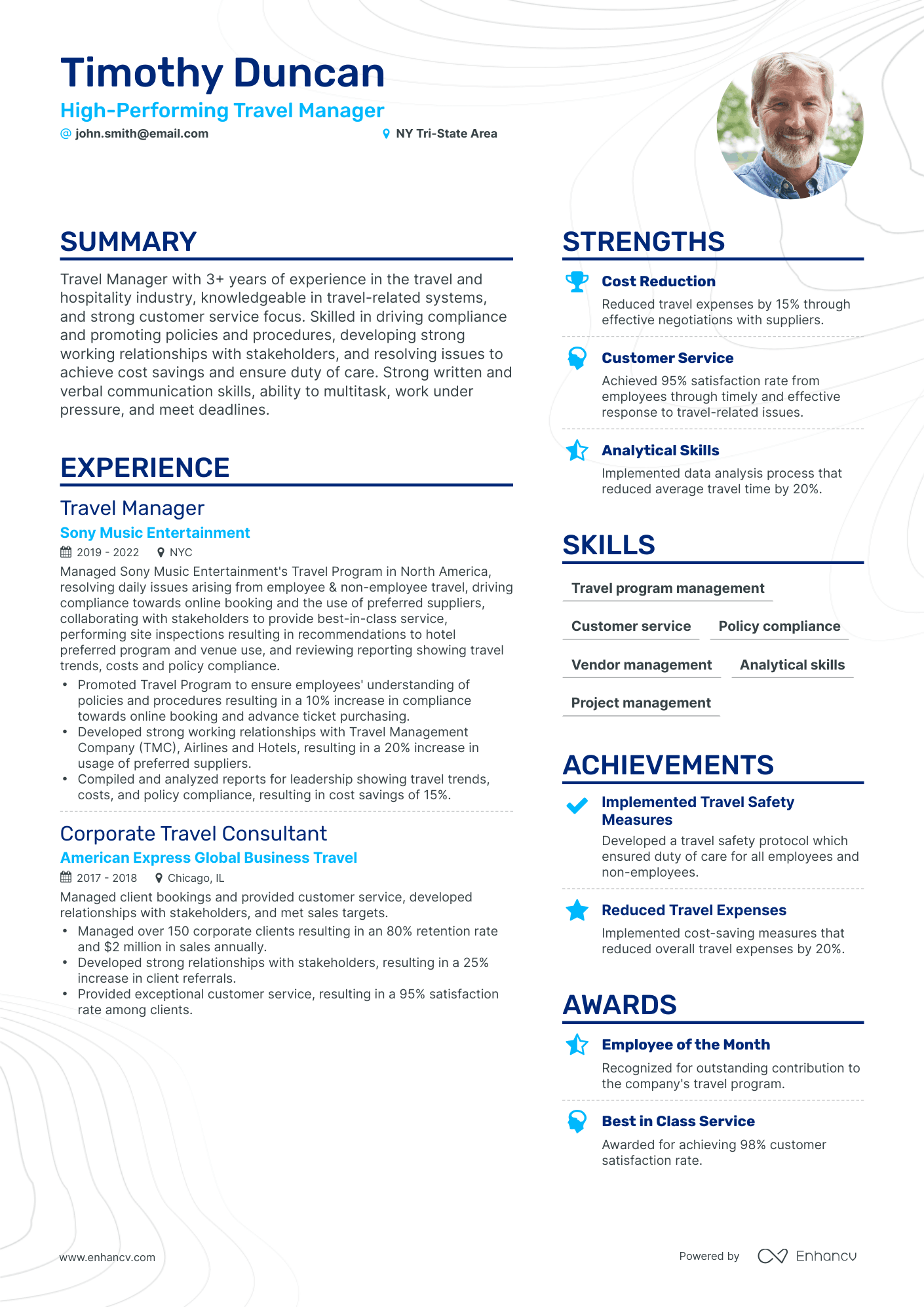 Simple Travel Manager Resume Template