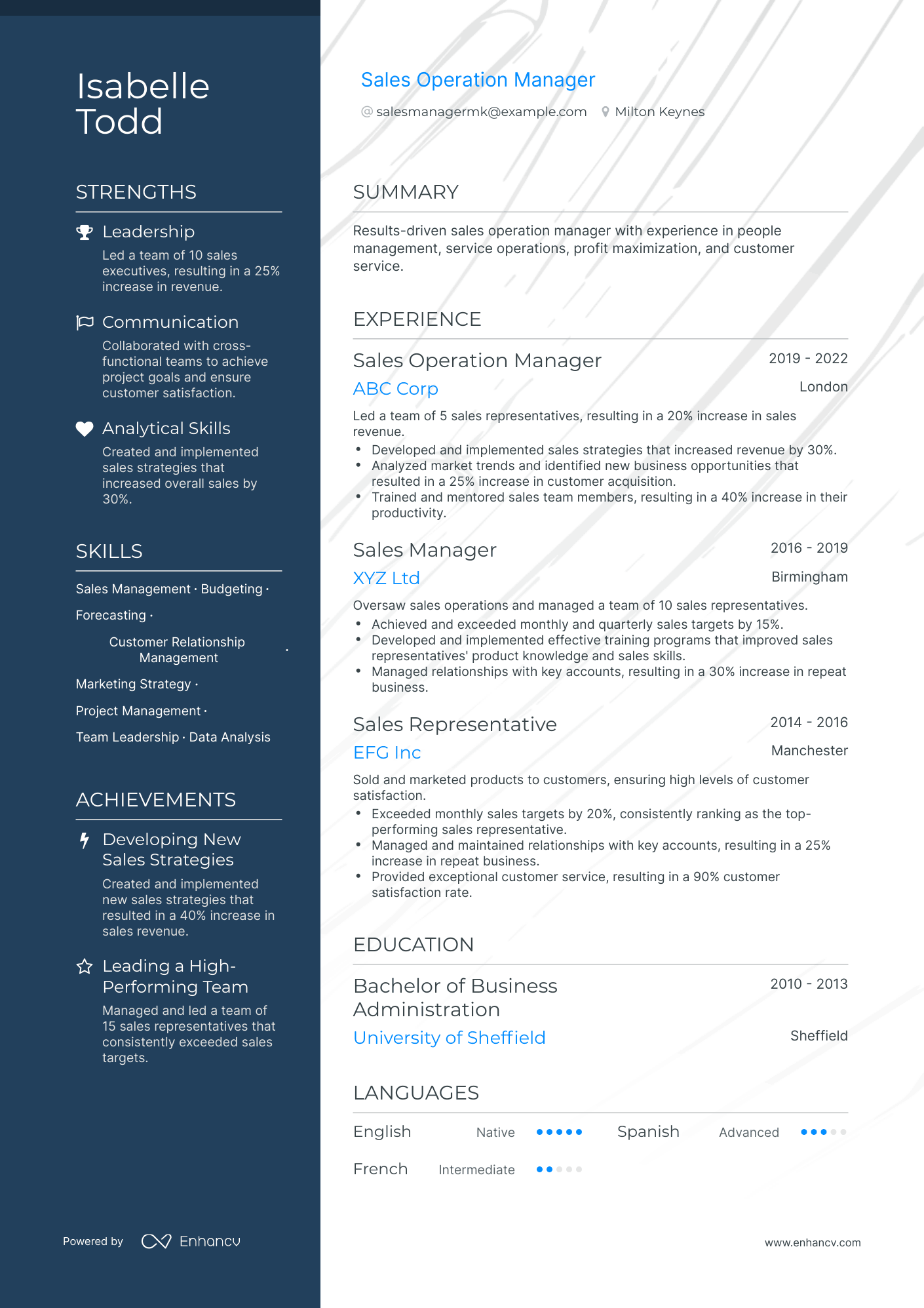 Polished Sales Operation Manager Resume Template