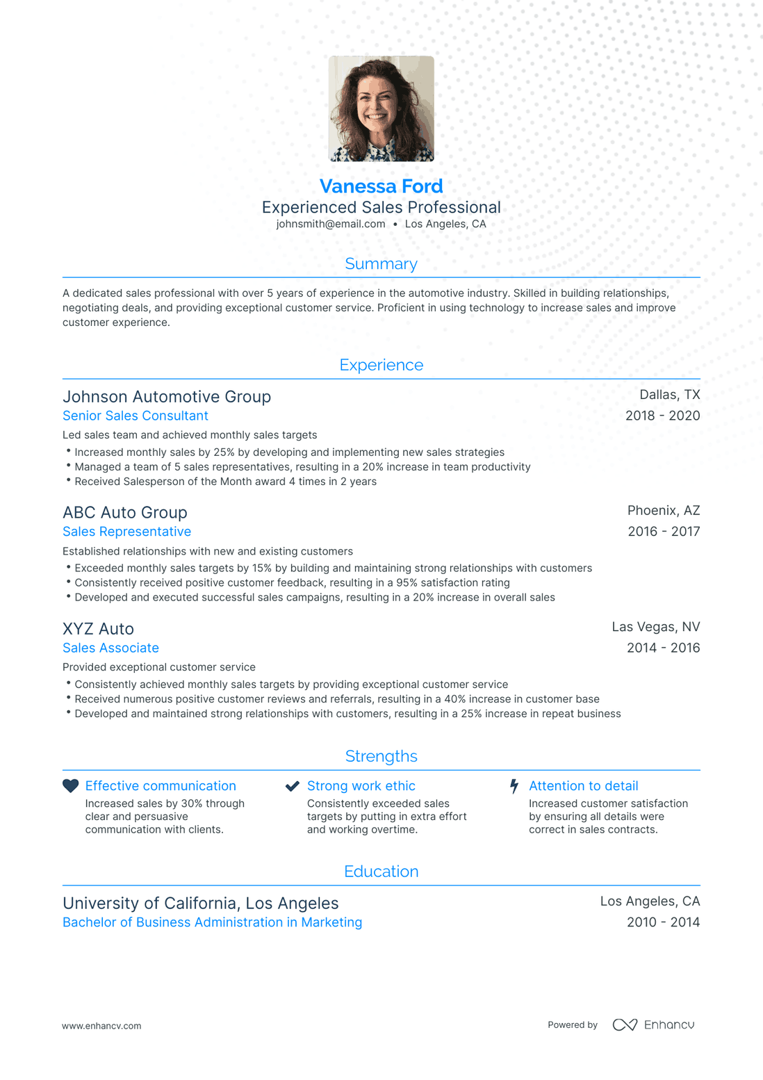 Traditional Sales Professional Resume Template