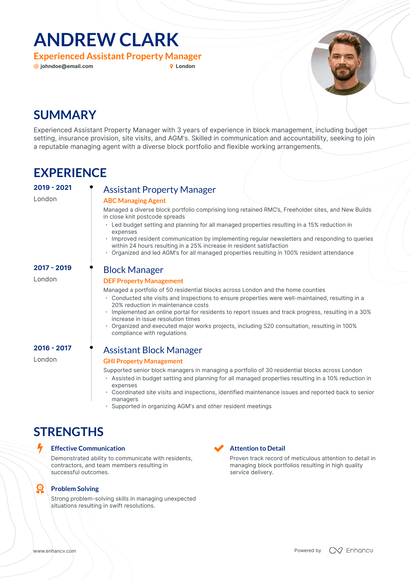 Timeline Assistant Property Manager Resume Template