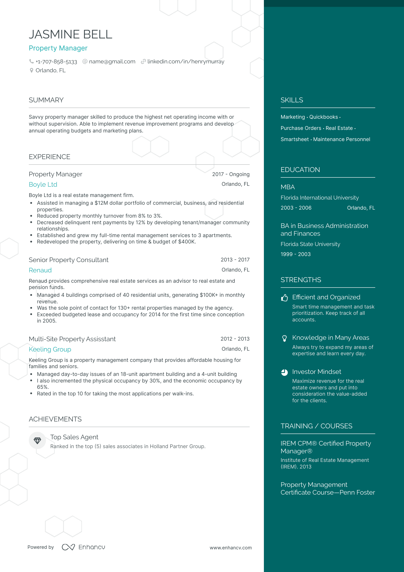 One Page Real Estate Agent Resume Template