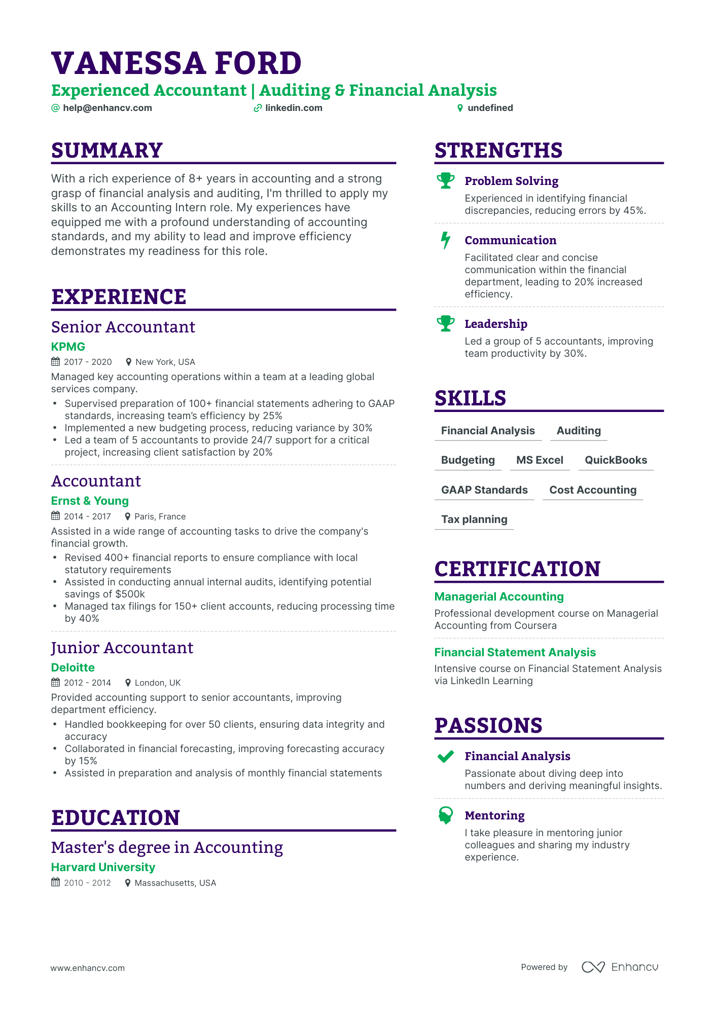 undefined Accounting Intern Resume Template