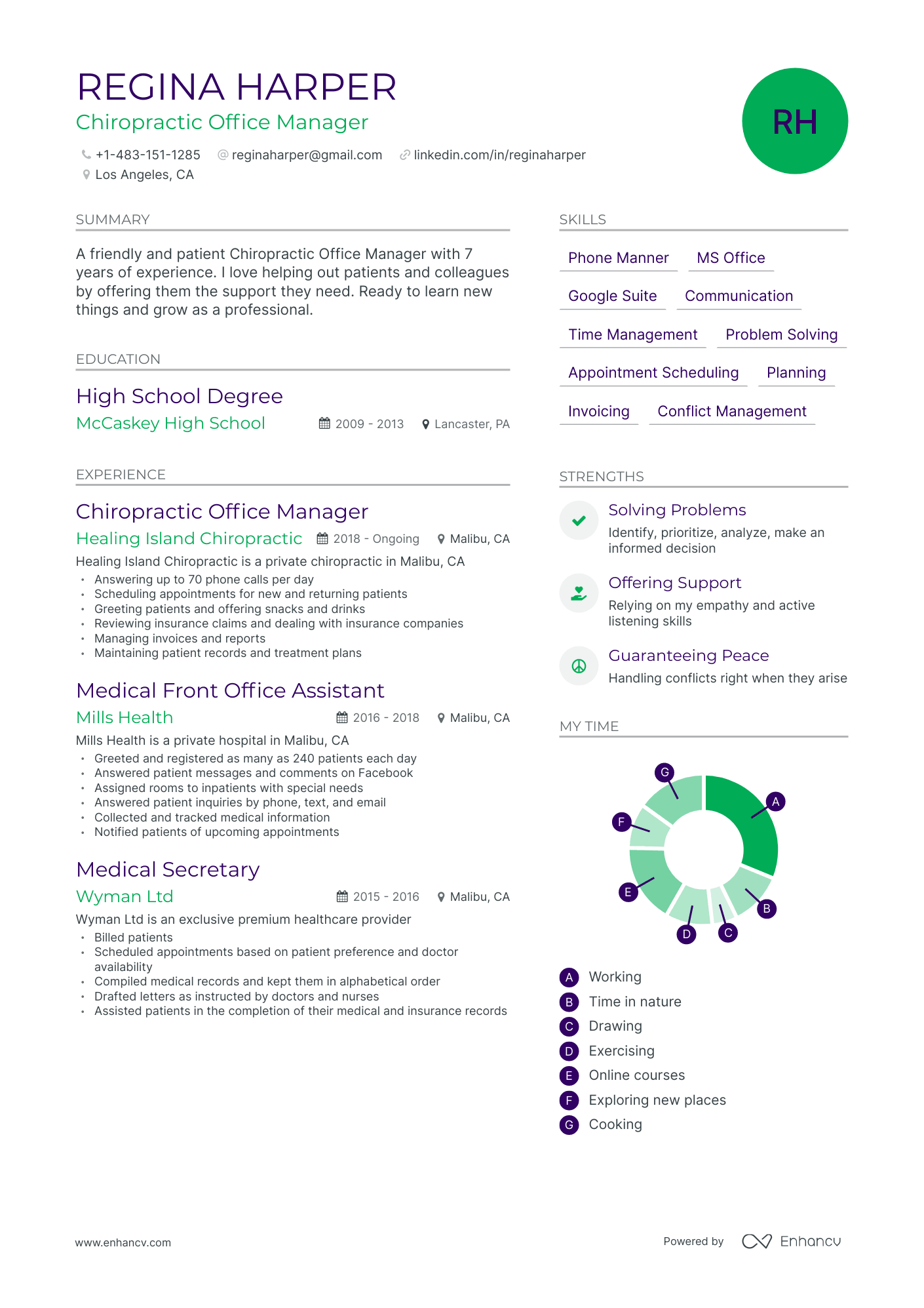 Modern Chiropractic Office Manager Resume Template