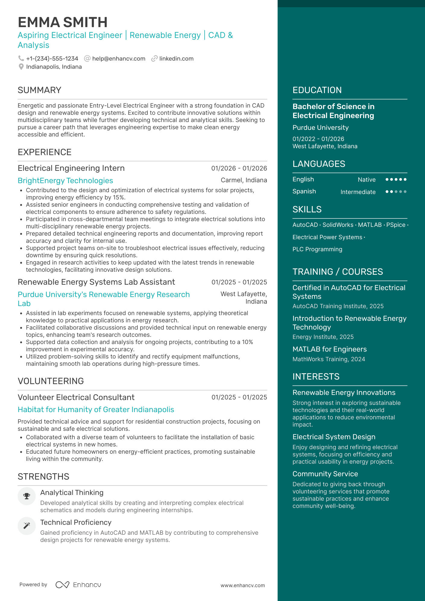 A resume example of a Entry Level Electrical Engineer