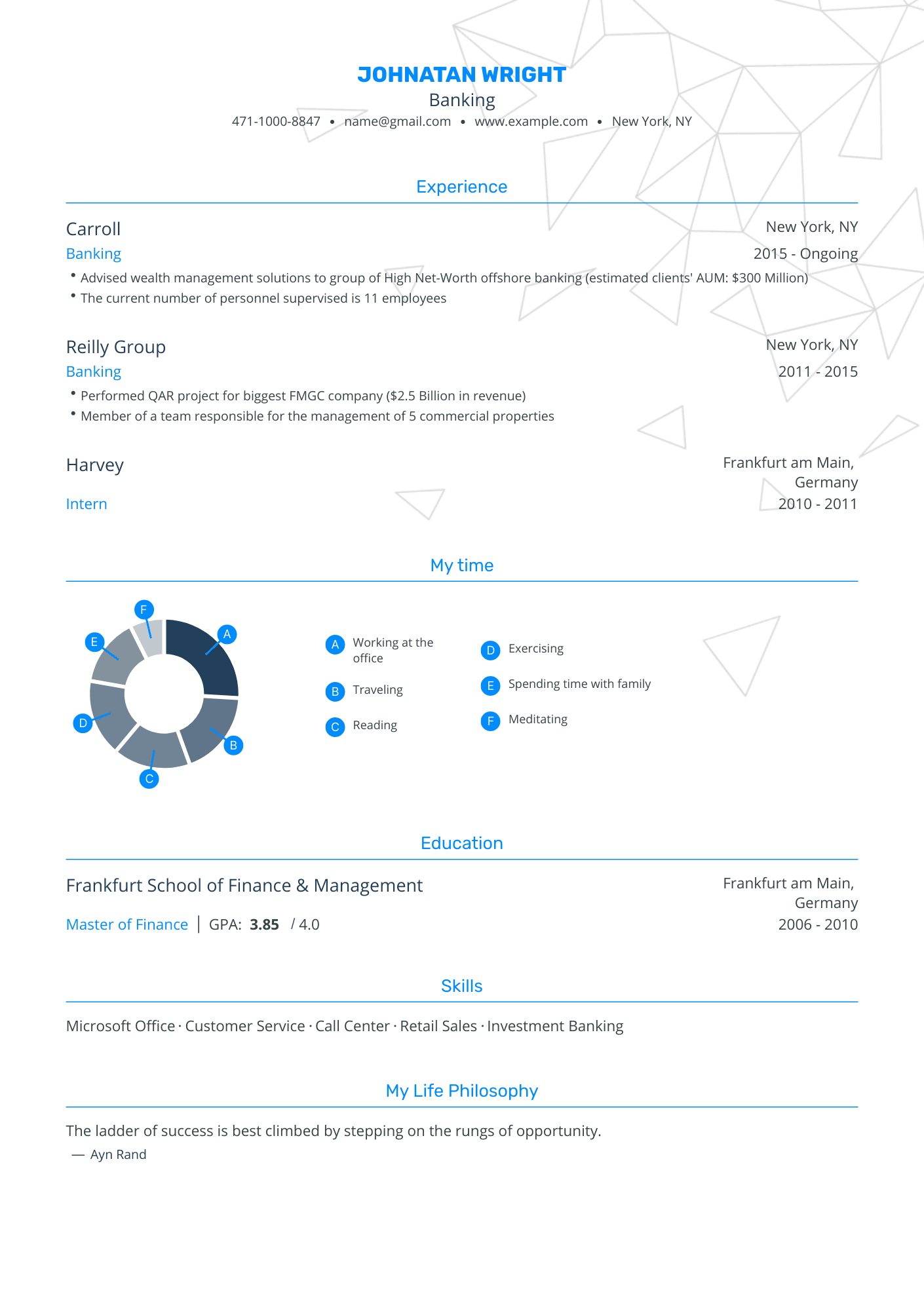 Traditional Banking Resume Template