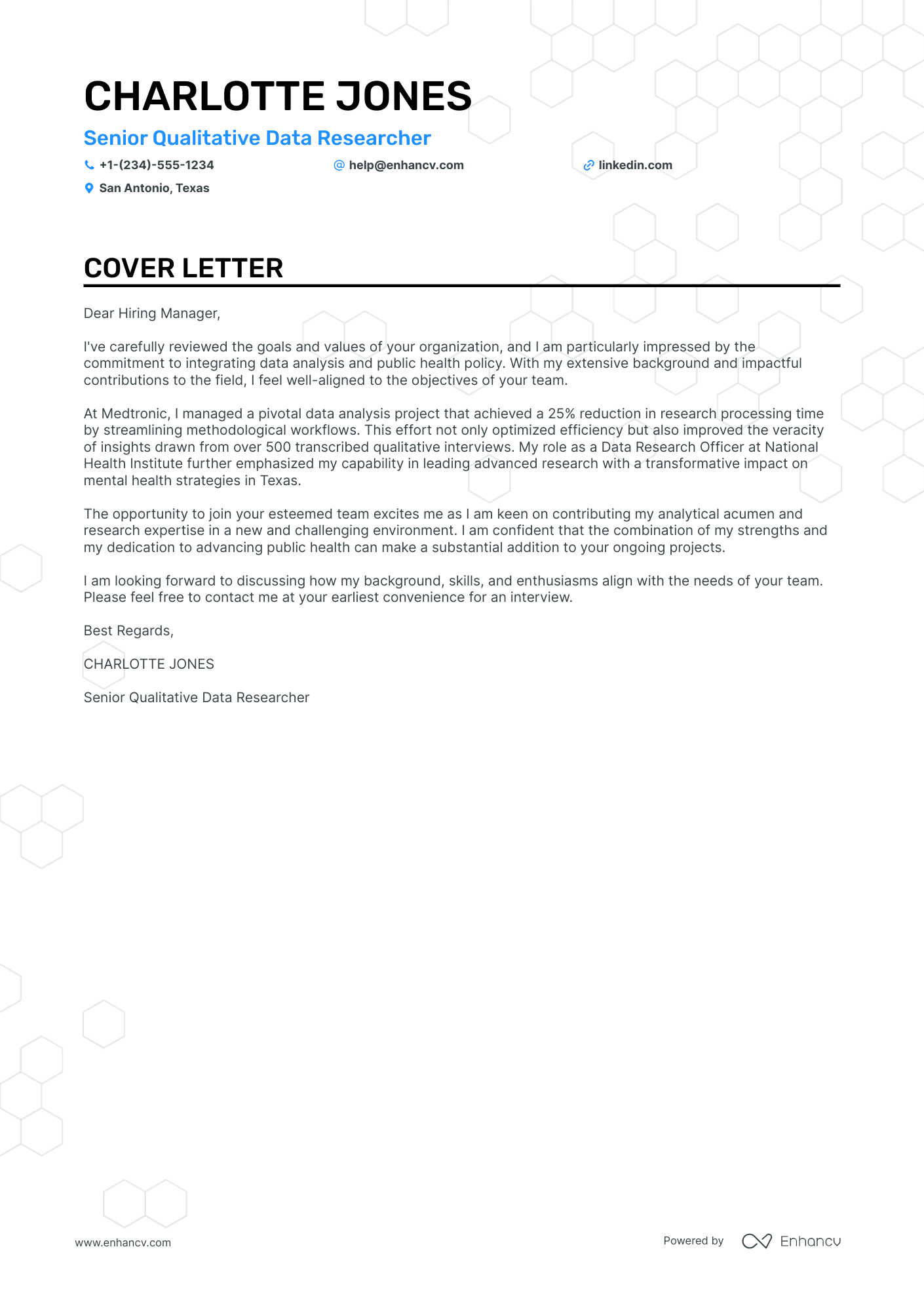 best cover letter for research job