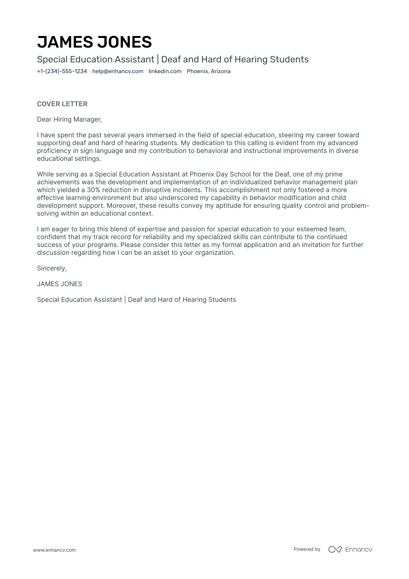 cover letter of assistant teacher