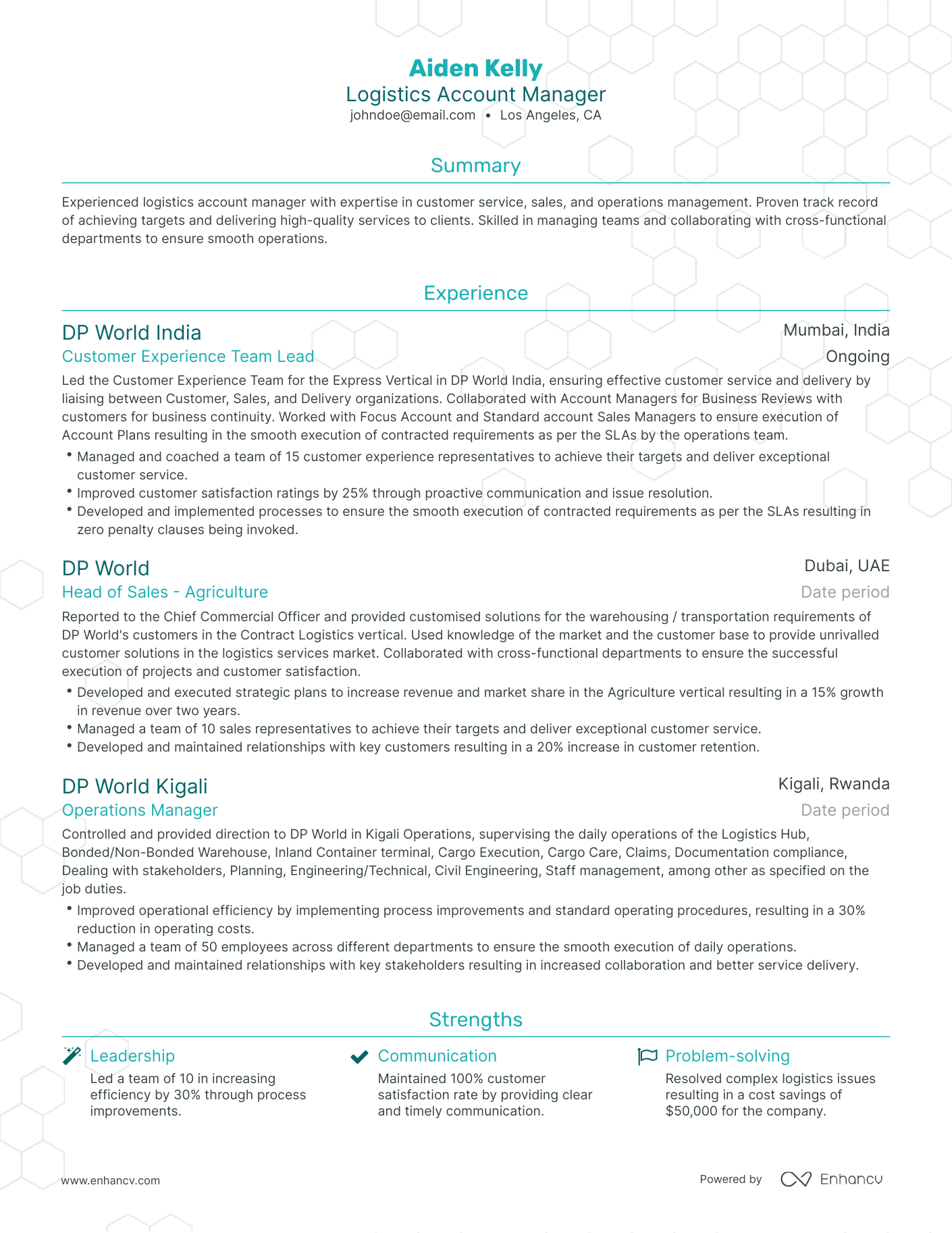 Traditional Logistics Account Manager Resume Template