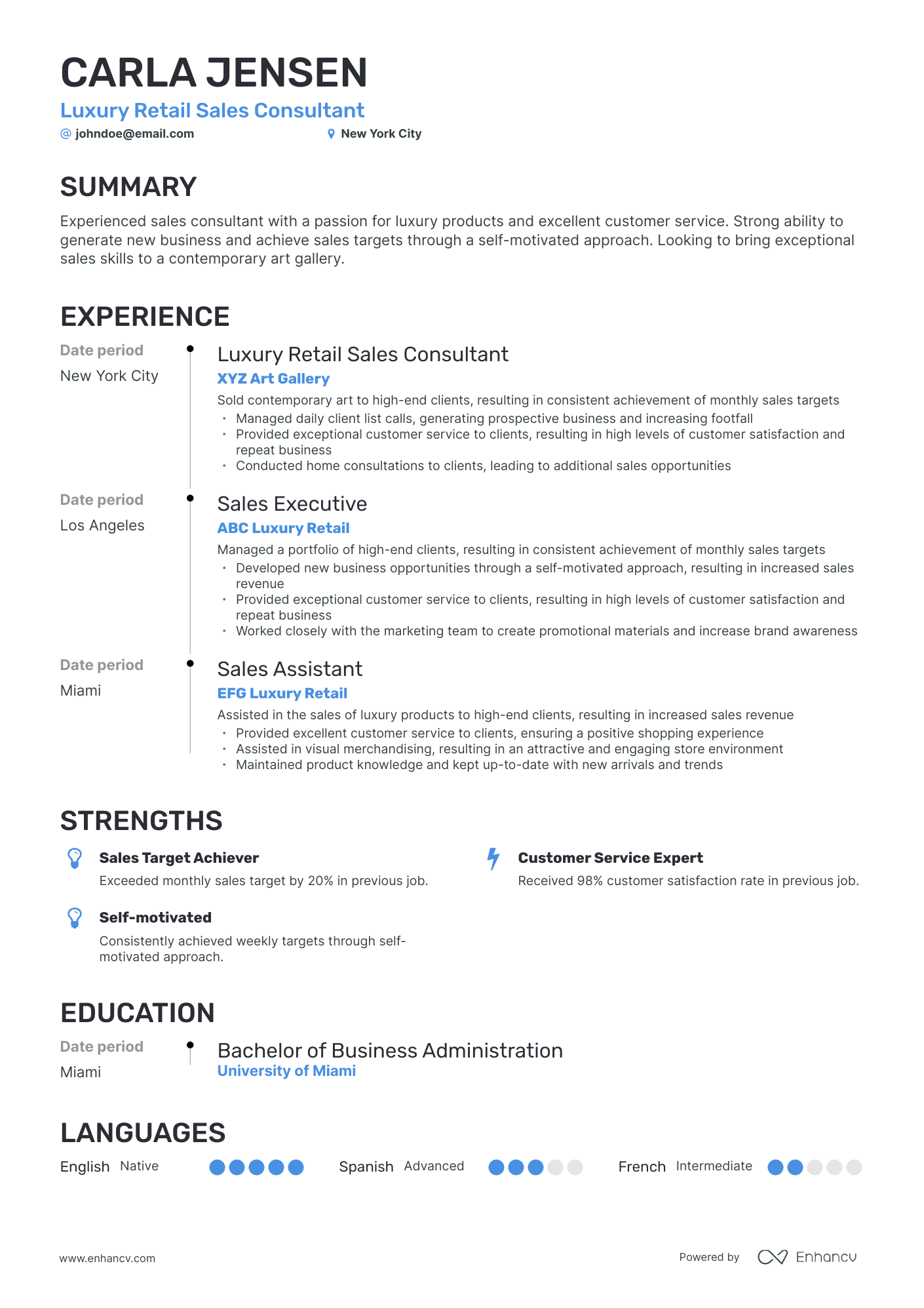 Timeline Retail Sales Consultant Resume Template